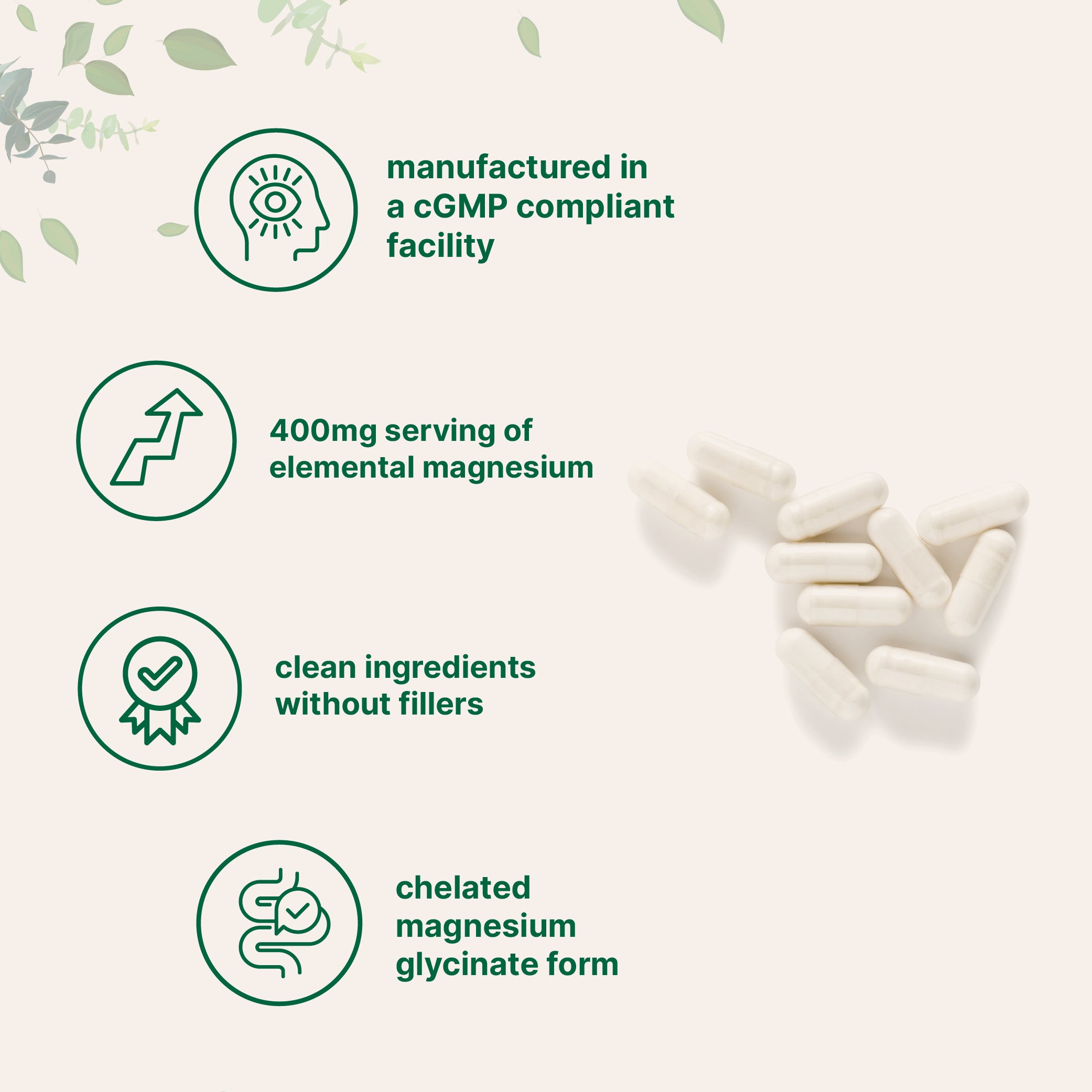 Micro Ingredients Pure Magnesium Glycinate 400mg Per Serving, 240 Capsules