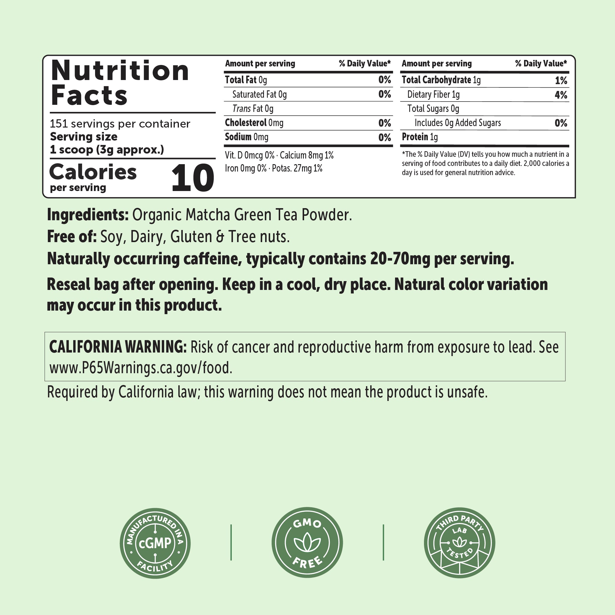 Micro Ingredients Organic Matcha Green Tea Powder 1 Pound