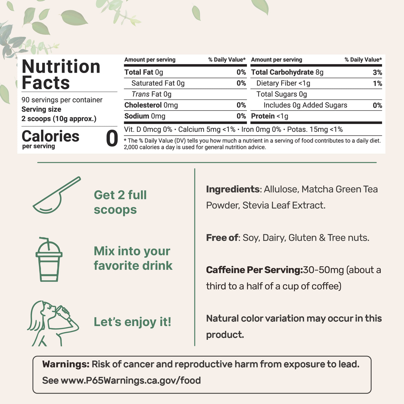 Micro Ingredients Matcha Latte Powder, 2lbs, Sugar Free Café Style Drink Mix