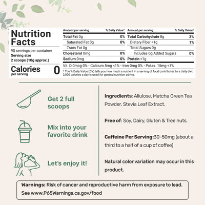 Micro Ingredients Matcha Latte Powder, 2lbs, Sugar Free Café Style Drink Mix