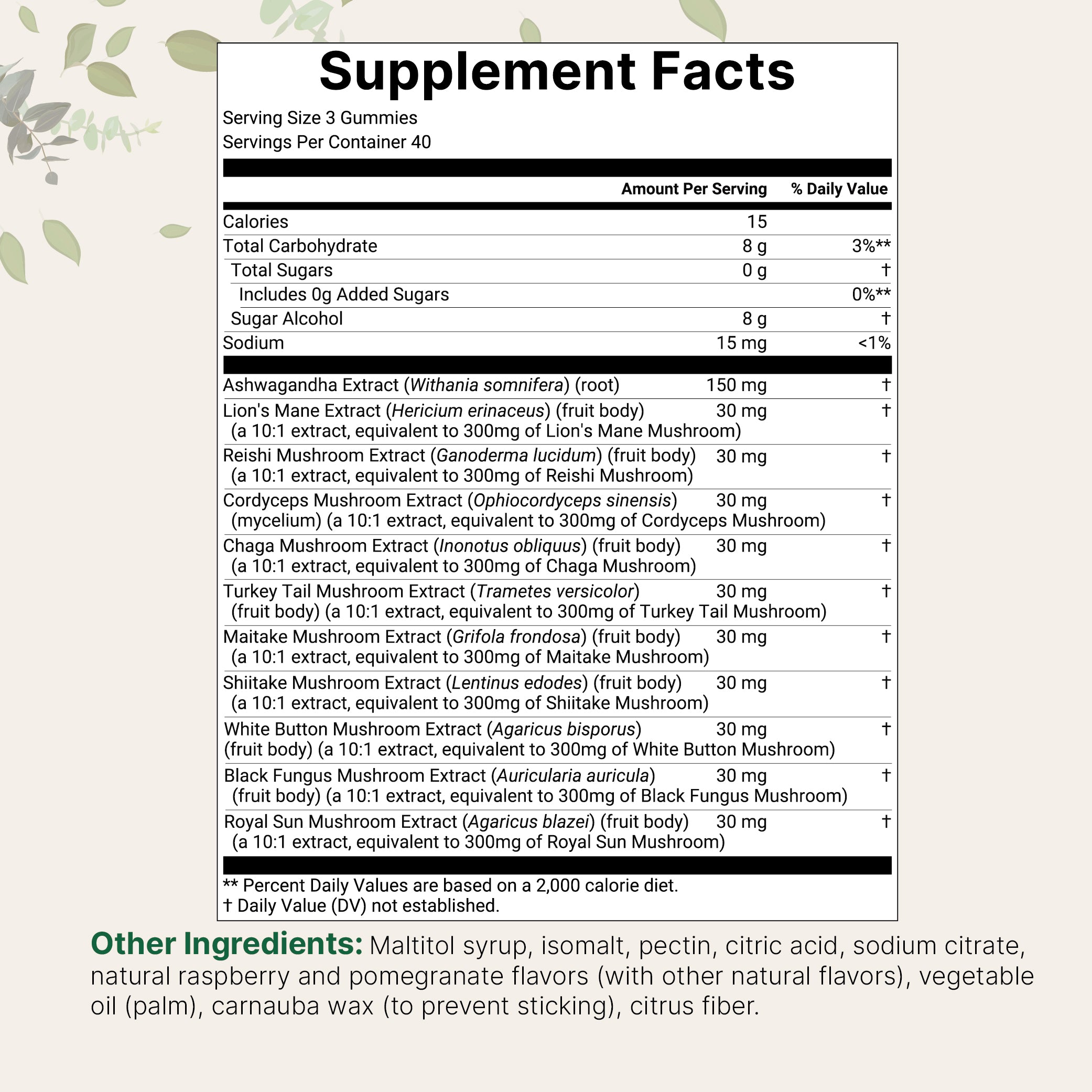 Micro Ingredients Mega Mushroom Gummies, 120 Count