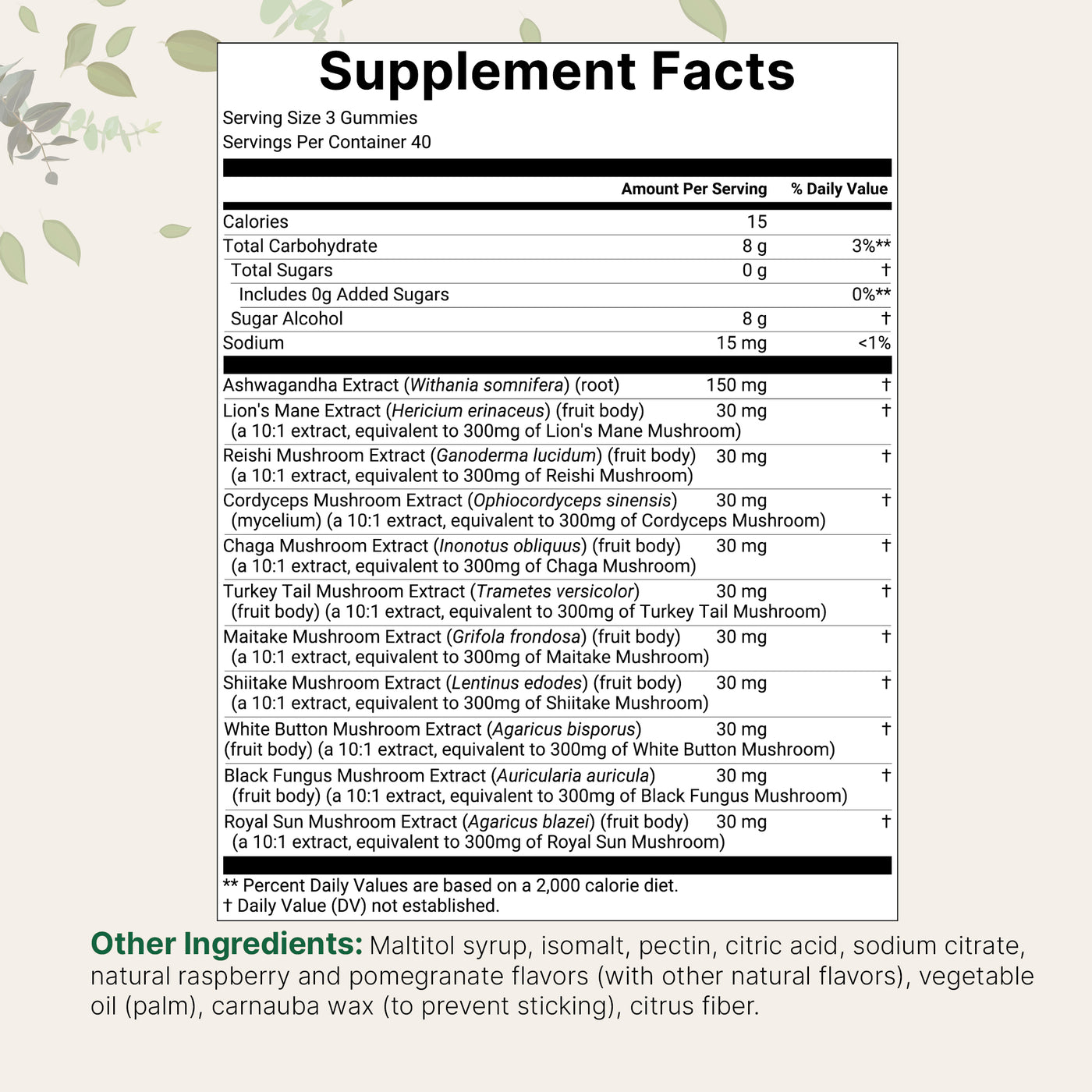 Micro Ingredients Mega Mushroom Gummies, 120 Count