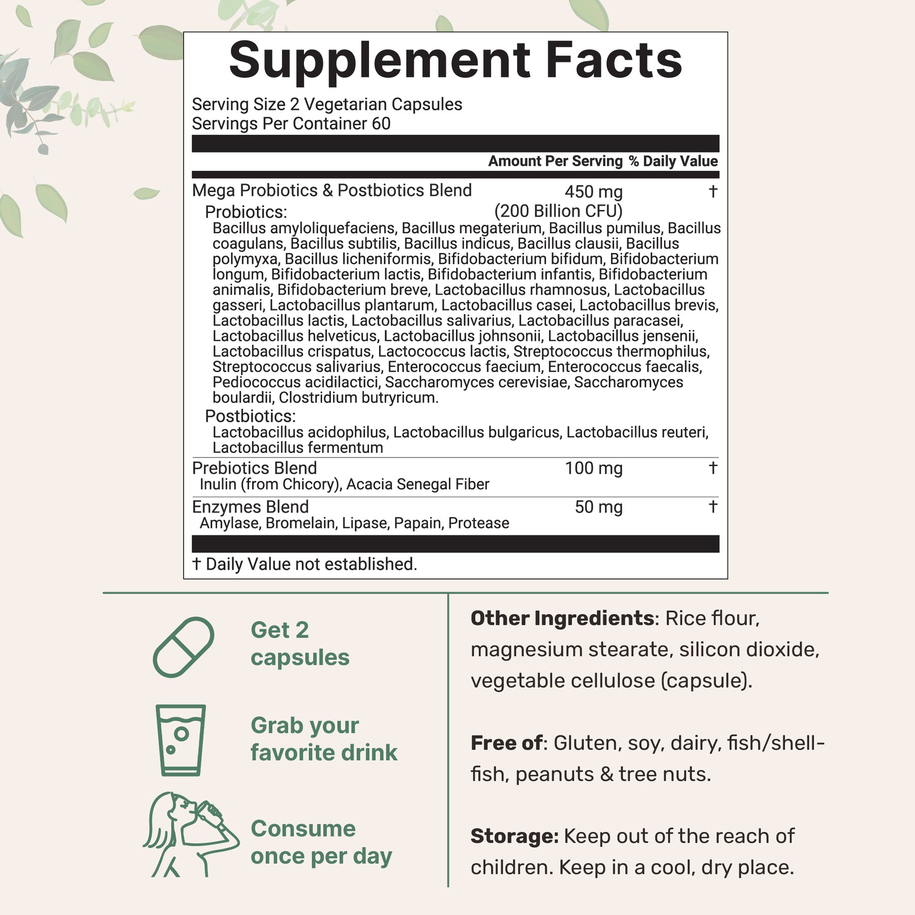 Micropro Supplement Micro Ingredients Mega Probiotics 200 Billion CFU, 120 Veggie Capsules