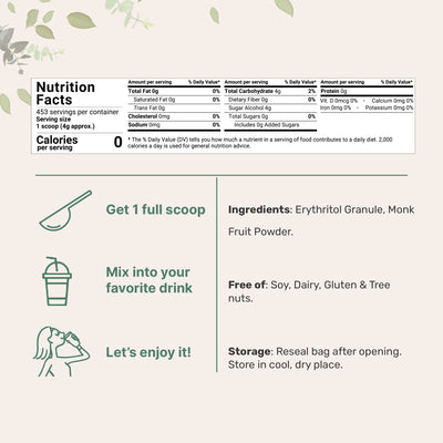 Micro Ingredients Monk Fruit Sweetener Granules, 4lb