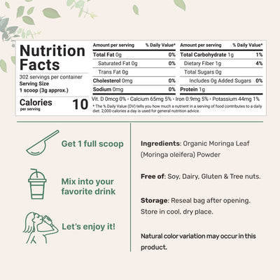 Micro Ingredients Organic Moringa Oleifera Leaf Powder