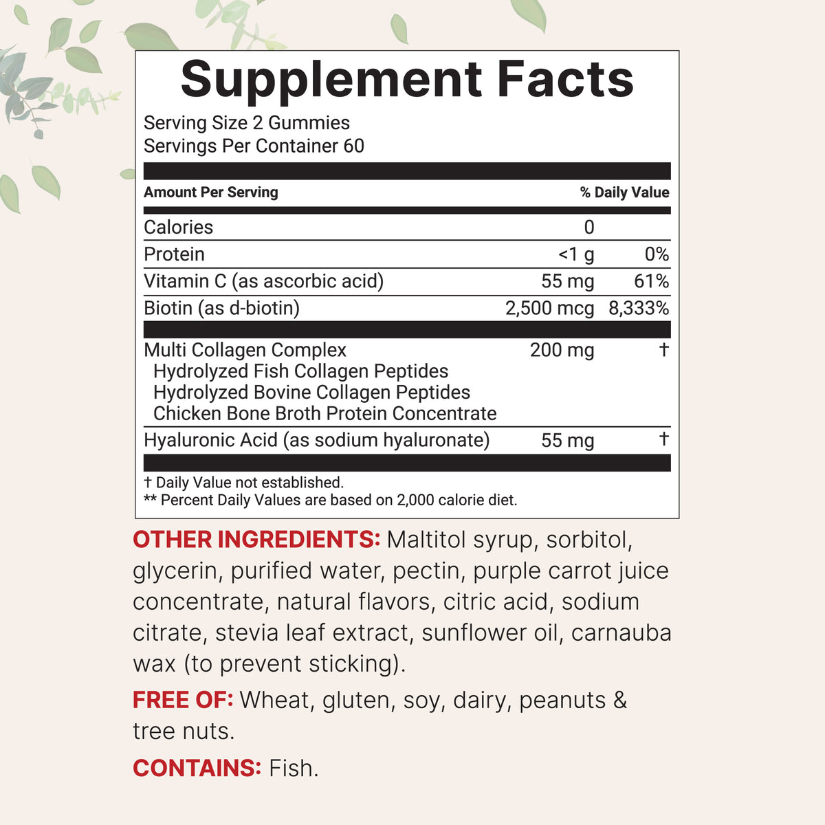Micro Ingredients Multi Collagen Peptides Gummy, 120 Counts | Sugar Free, Natural Flavored - Hydrolyzed Collagen Peptides with Biotin, Hyaluronic Acid and Vitamin C