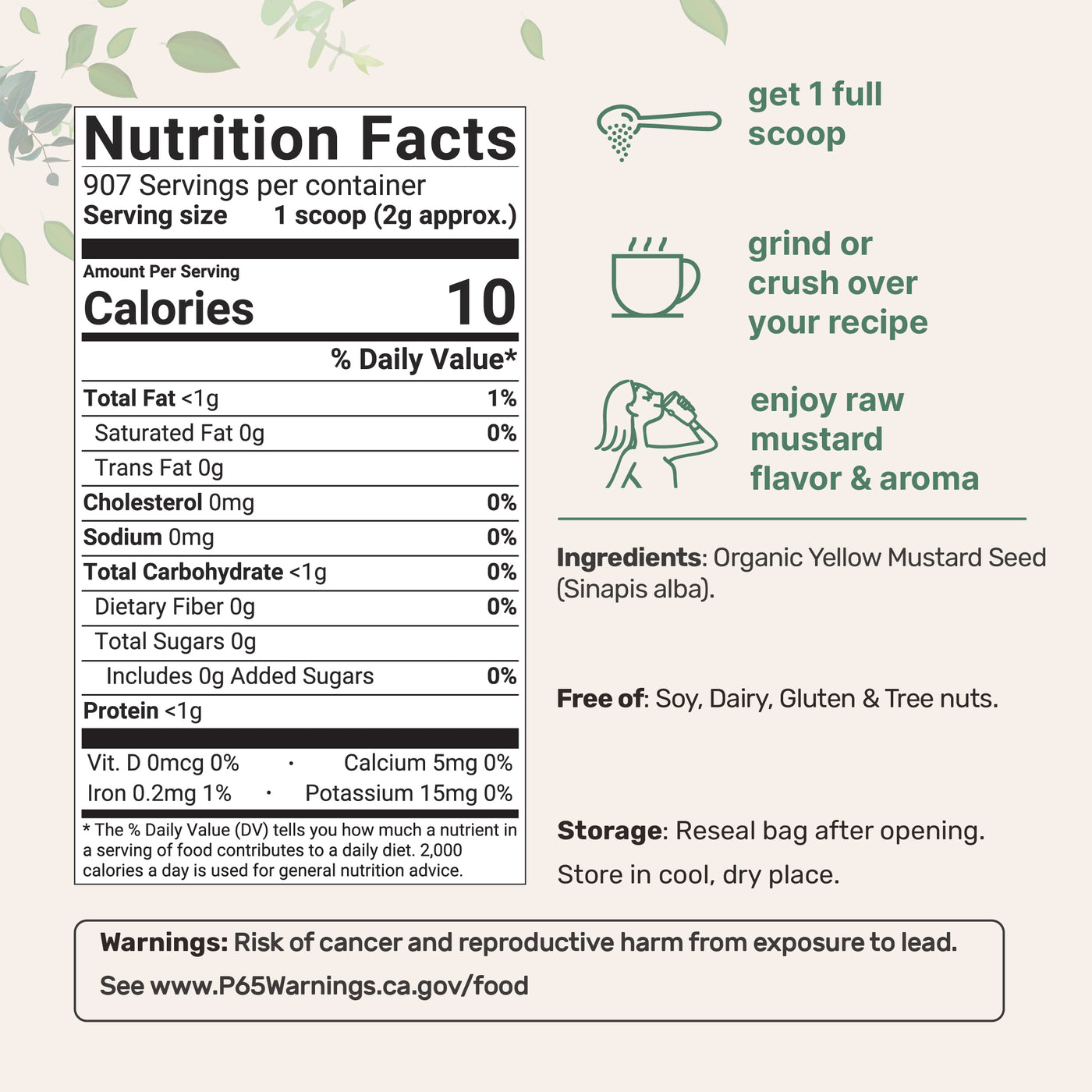 Micro Ingredients Organic Whole Yellow Mustard Seed