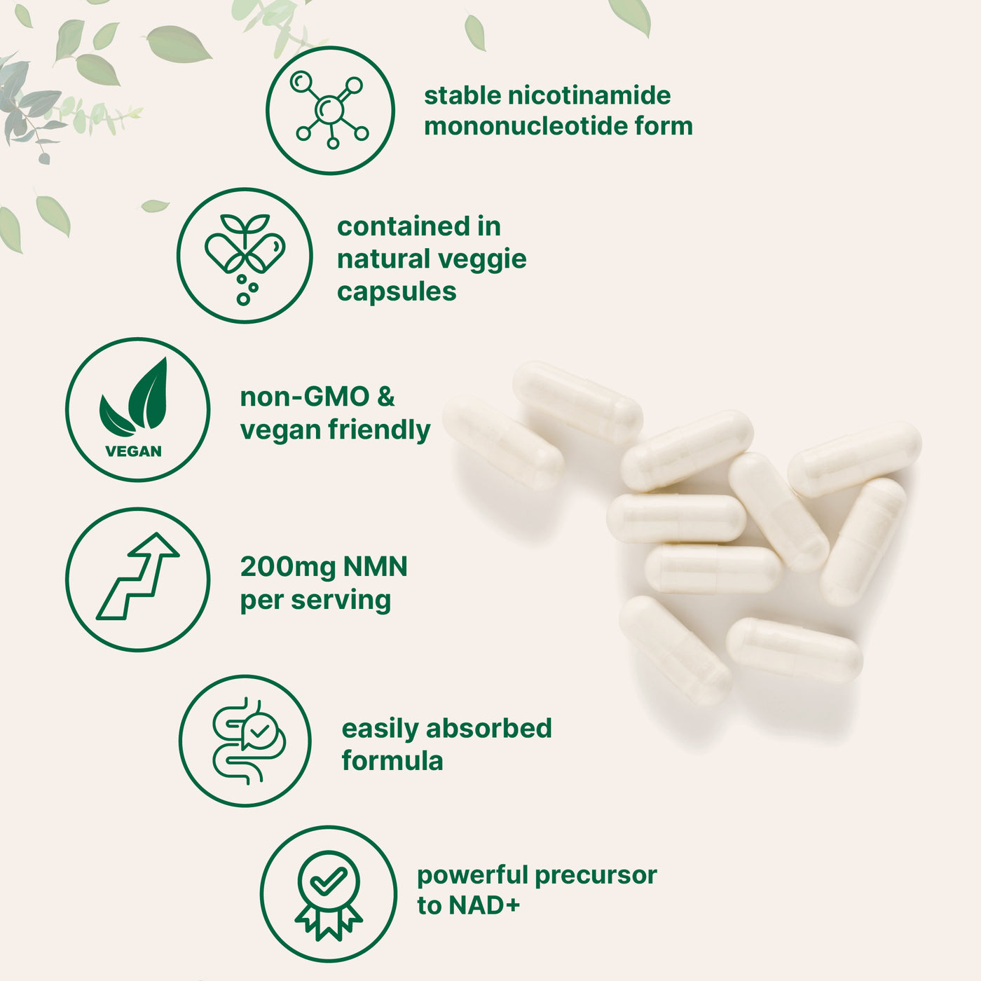 Micro Ingredients NMN 200mg Per Serving 120 Veggie Capsules – 60 Servings