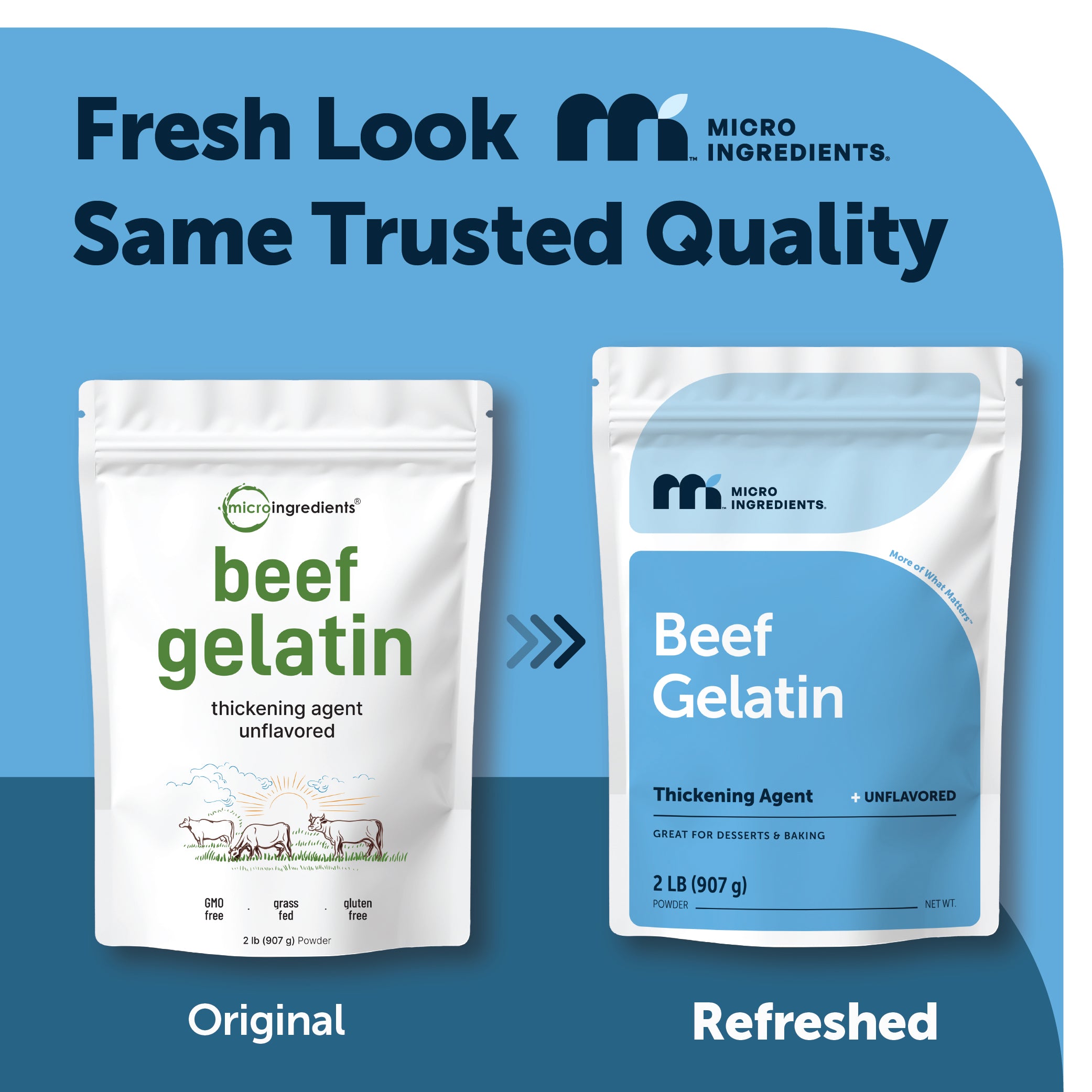 Micro Ingredients Grass-Fed Beef Gelatin Powder - Unflavored, 2lb