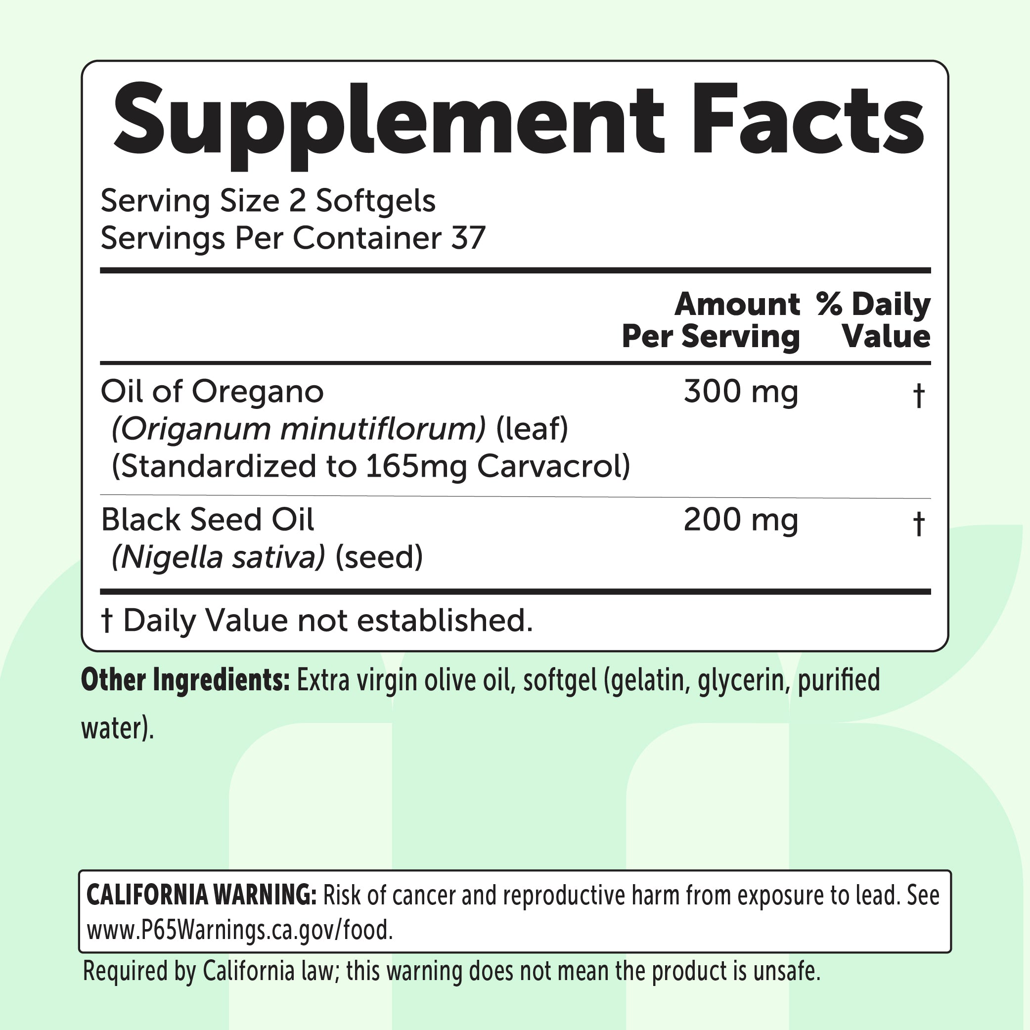 Micro Ingredients Oil of Oregano with Black Seed Oil Softgels