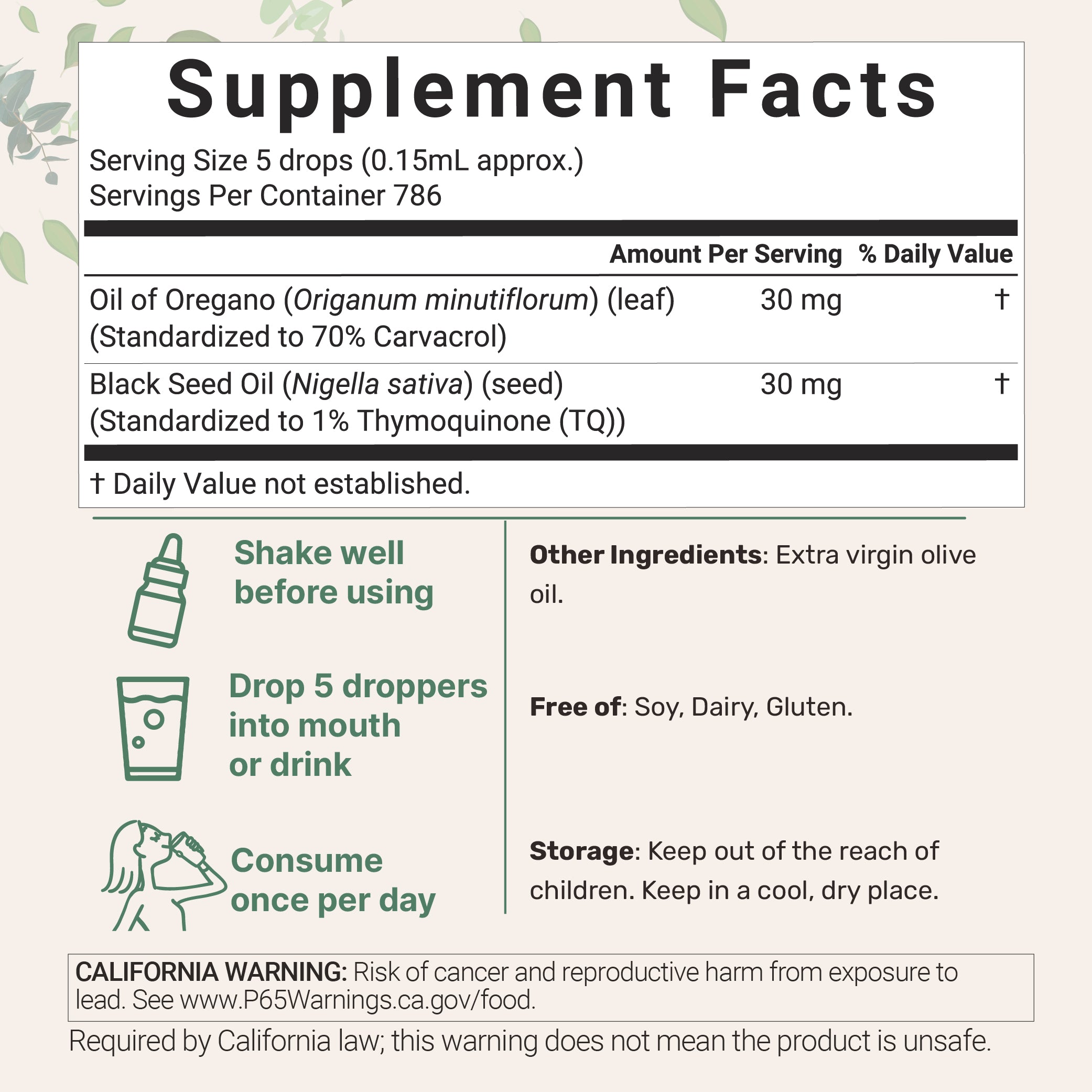 Micro Ingredients Oil of Oregano with Black Seed Oil, 4 fl oz, 2-in-1 Dropper