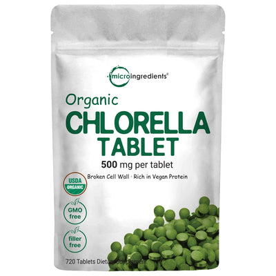 Organic Chlorella Tablets Front