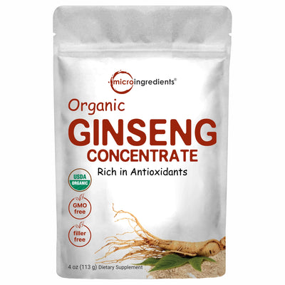 Organic Ginseng Root powder, 4 Ounces Front