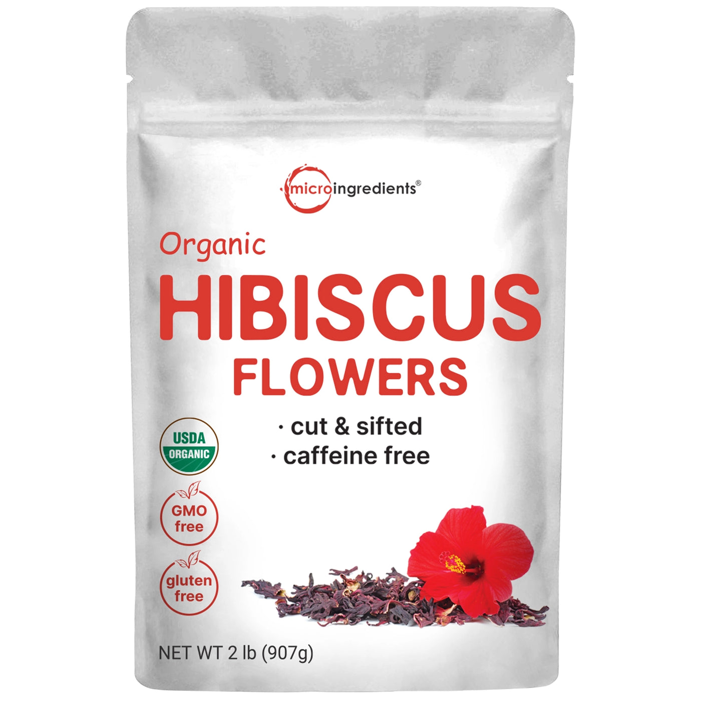 Organic Hibiscus Flowers, 2lbs Front
