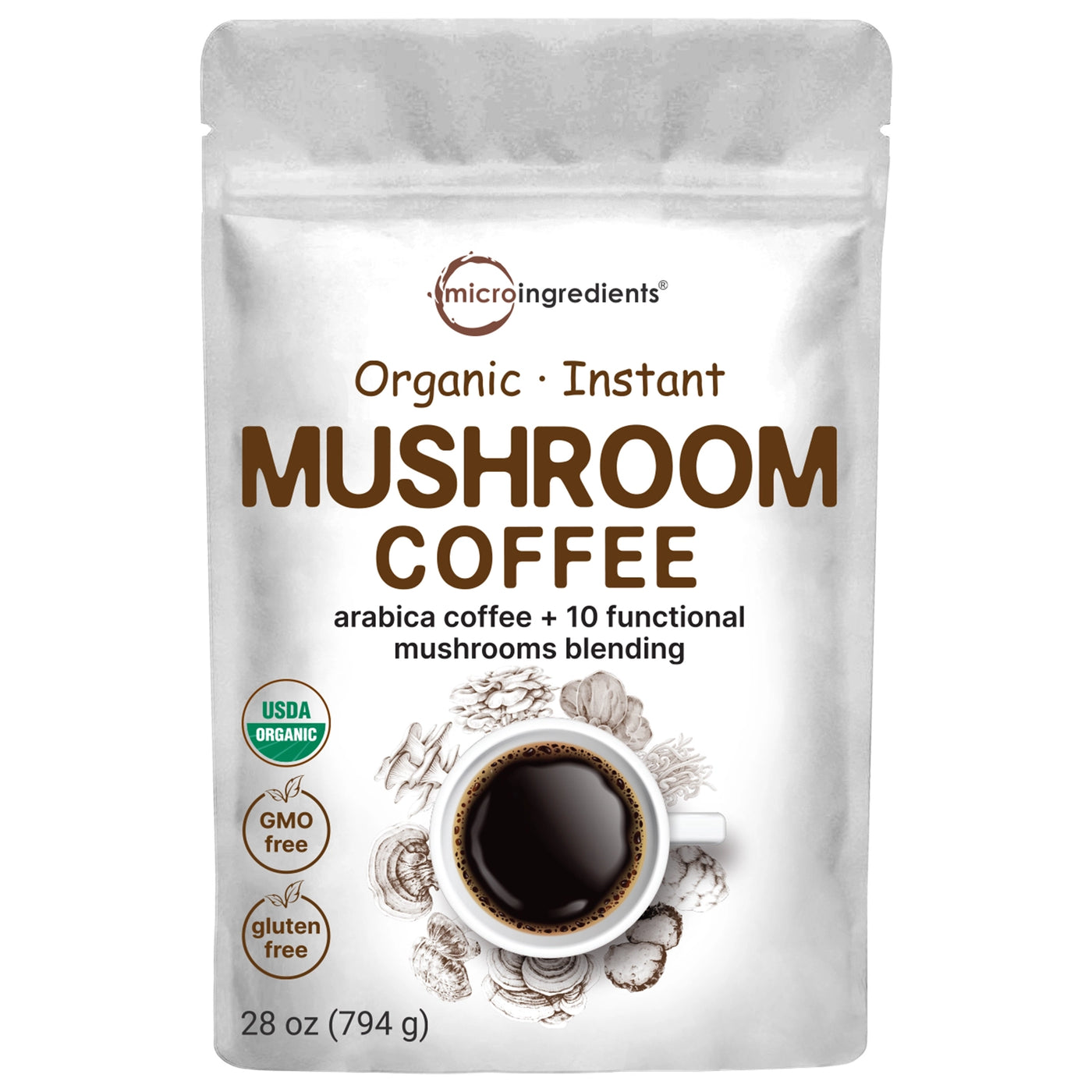 Organic Instant 10 in 1 Mushroom Coffee Powder Front