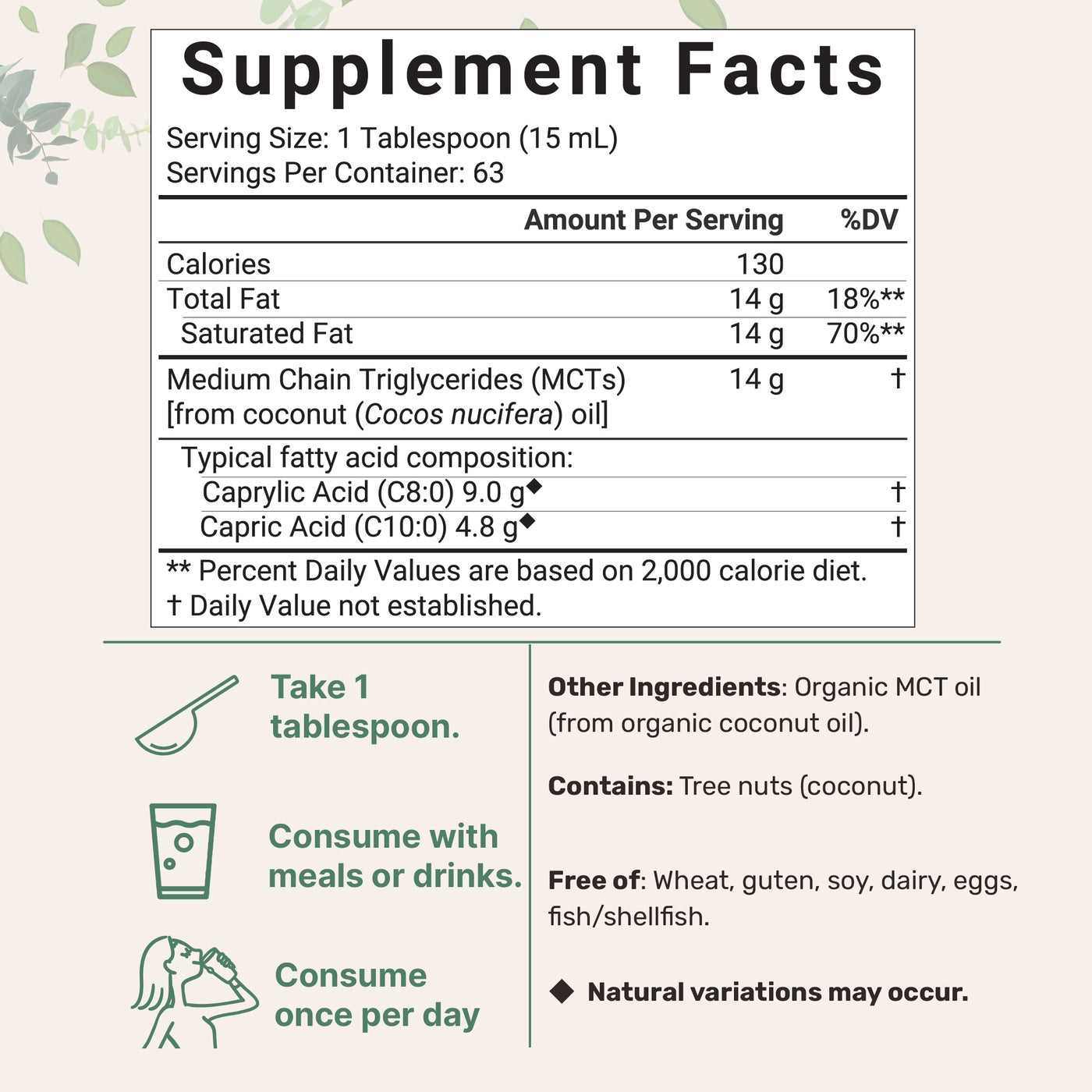 Micro Ingredients Organic MCT Oil, 32 fl oz | Rich in C8 + C10 Fatty Acid