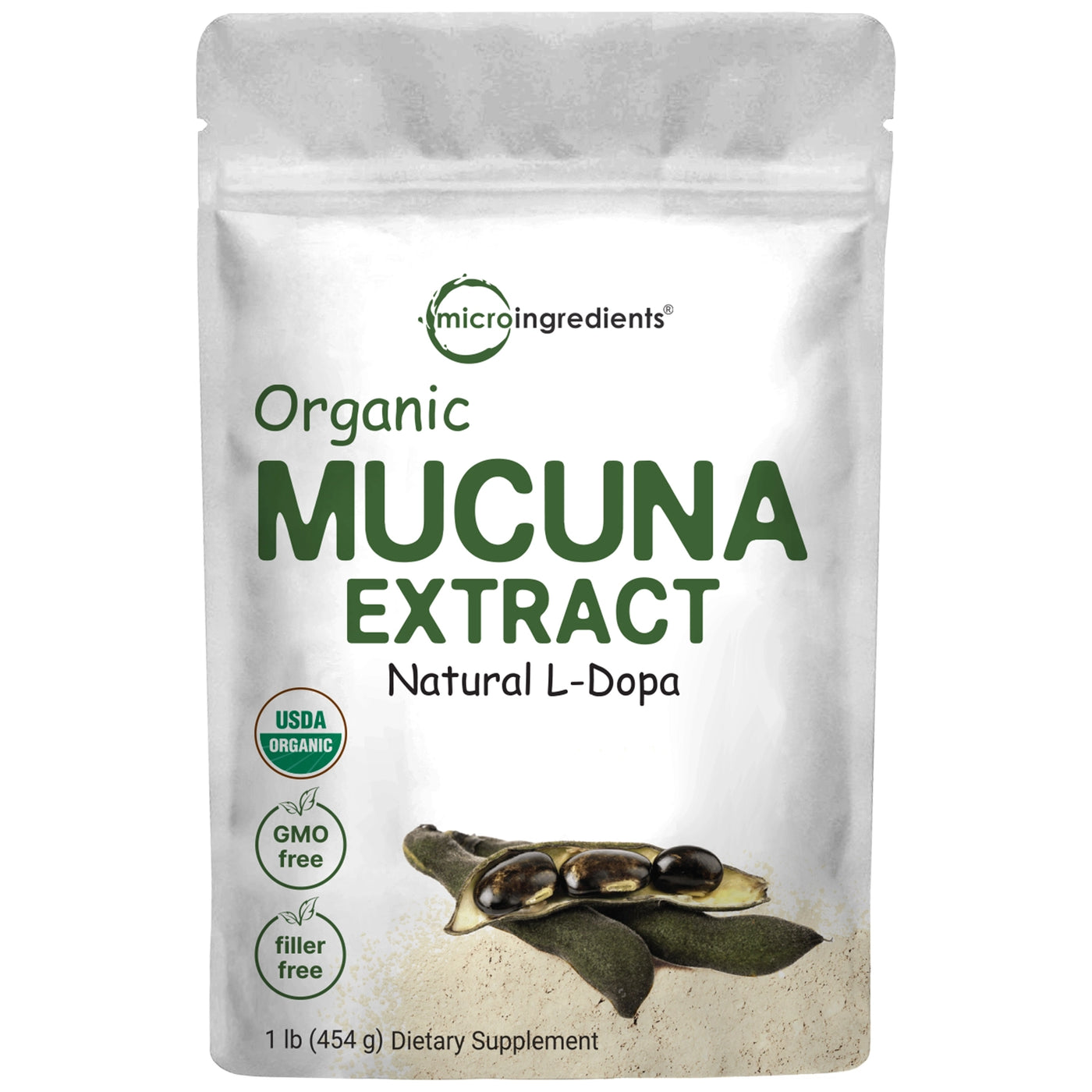 Organic Mucuna Pruriens Powder, 1 Pound Front