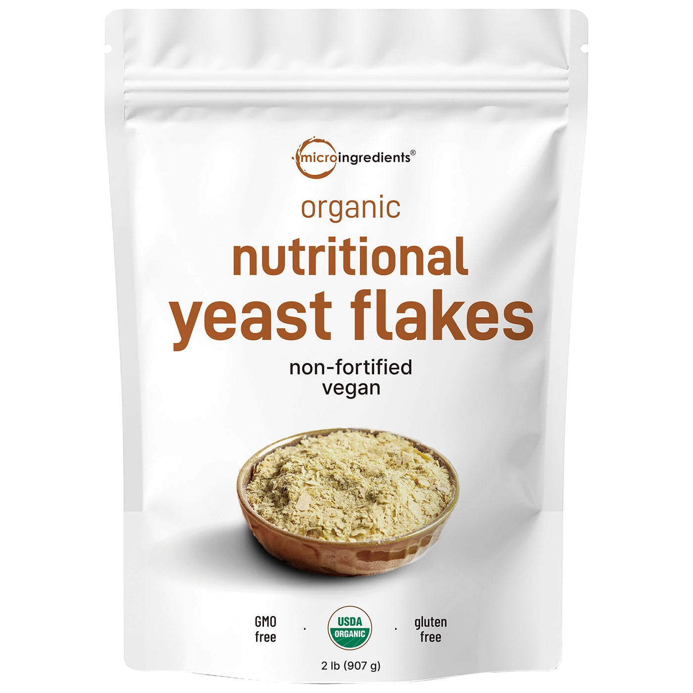 Organic Non-Fortified Nutritional Yeast Flakes - Pure & Powdered Front