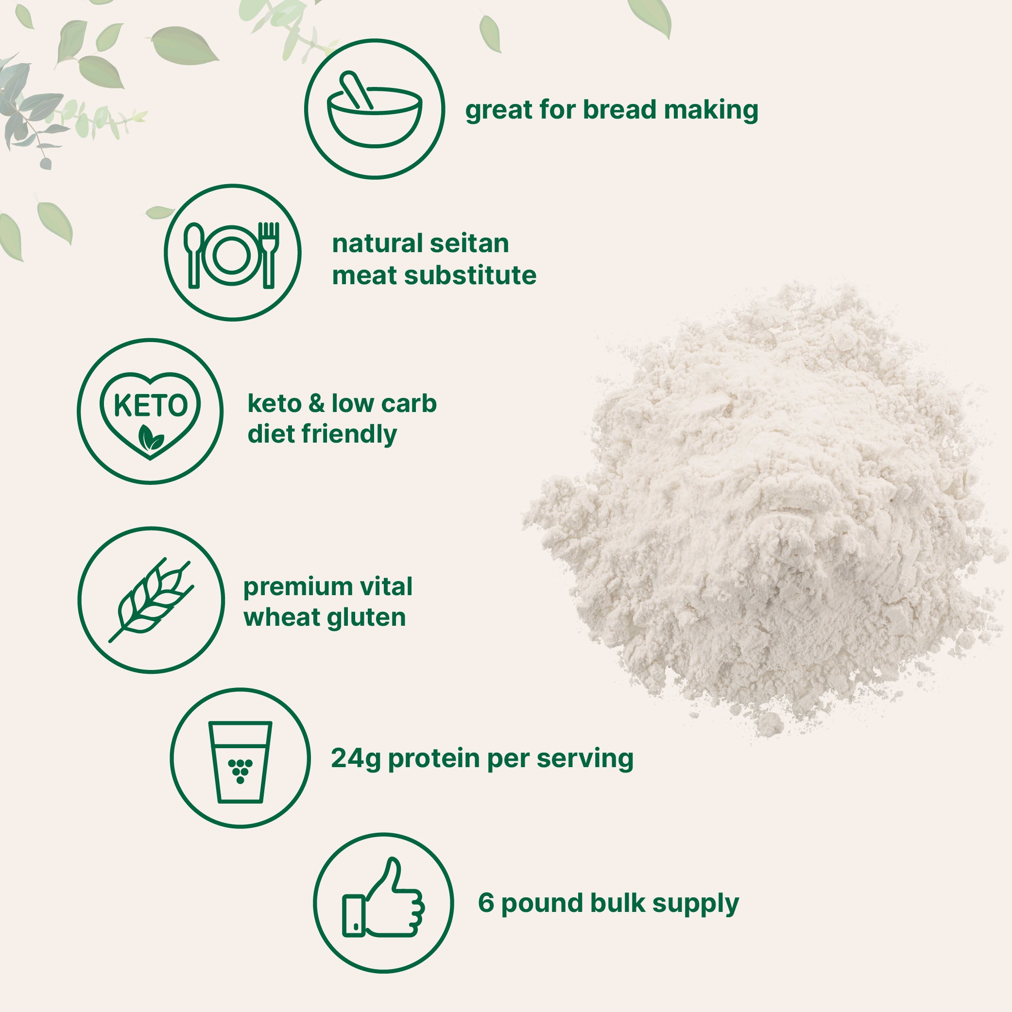 Micro Ingredients Premium Vital Wheat Gluten, 6lbs Powder