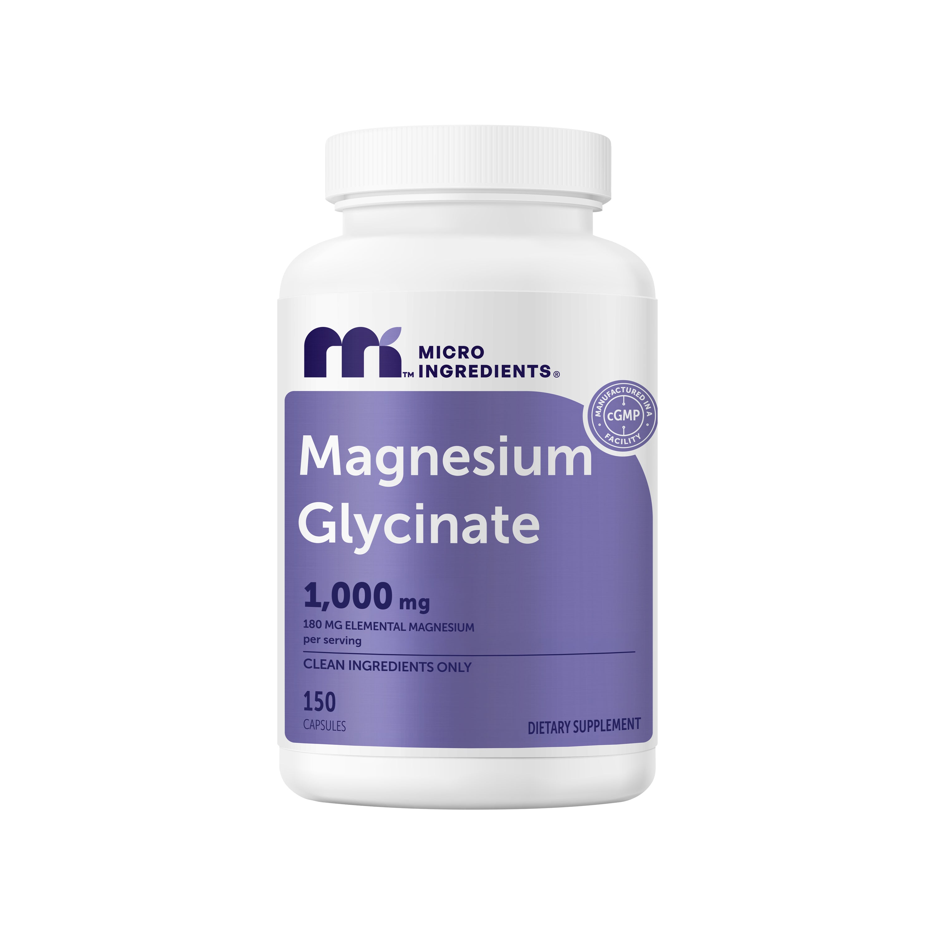 Micro Ingredients Magnesium Glycinate 1,000mg Per Serving, 150 Capsules