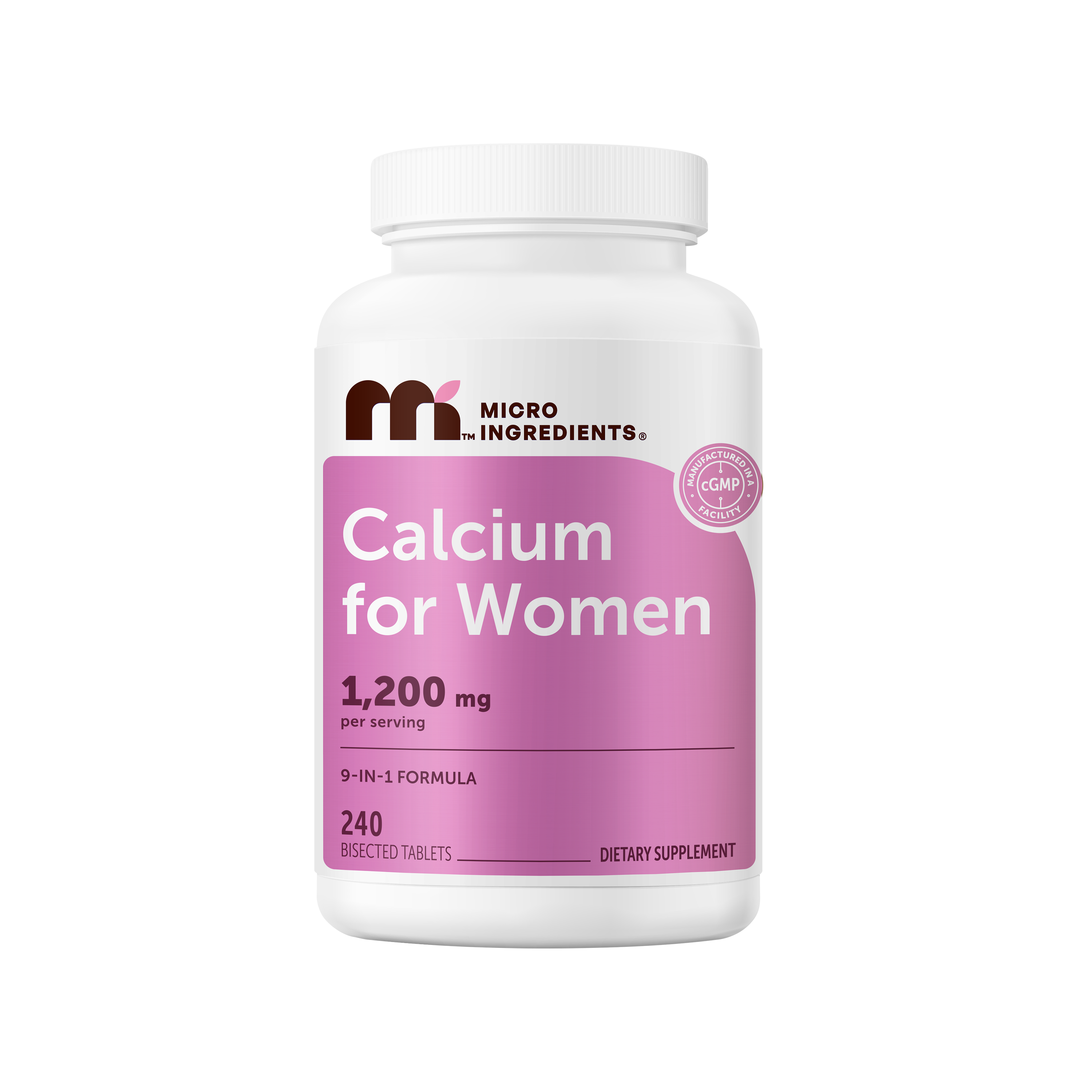 Micro Ingredients Calcium for Women 1200mg 9-in-1 Complex, 240 Bisected Tablets