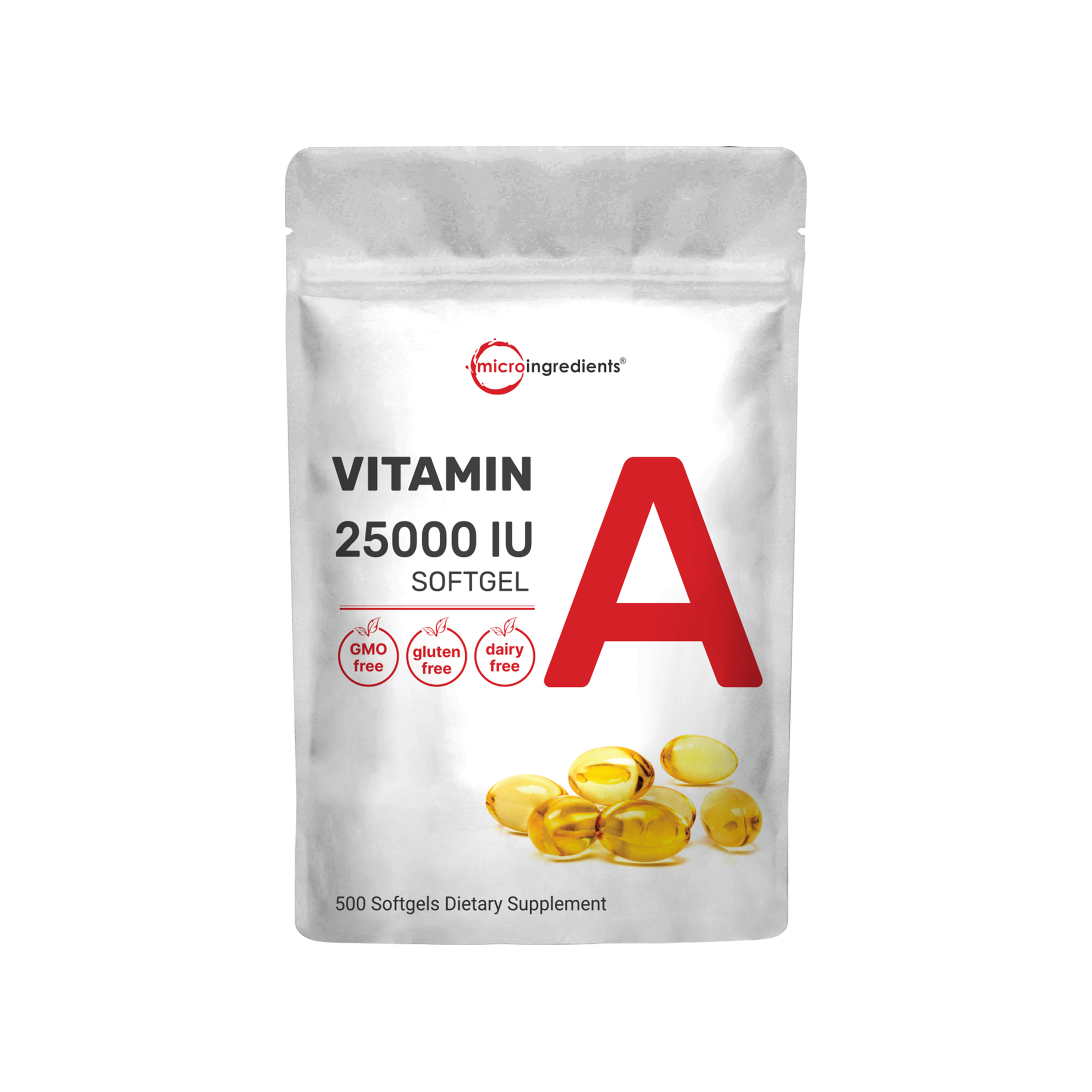 Micro Ingredients Vitamin A Softgels – 25,000 IU with Virgin Coconut Oil