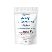 Micro Ingredients Acetyl L-Carnitine 1000mg with Alpha Lipoic Acid, 240 MCT Oil Softgels