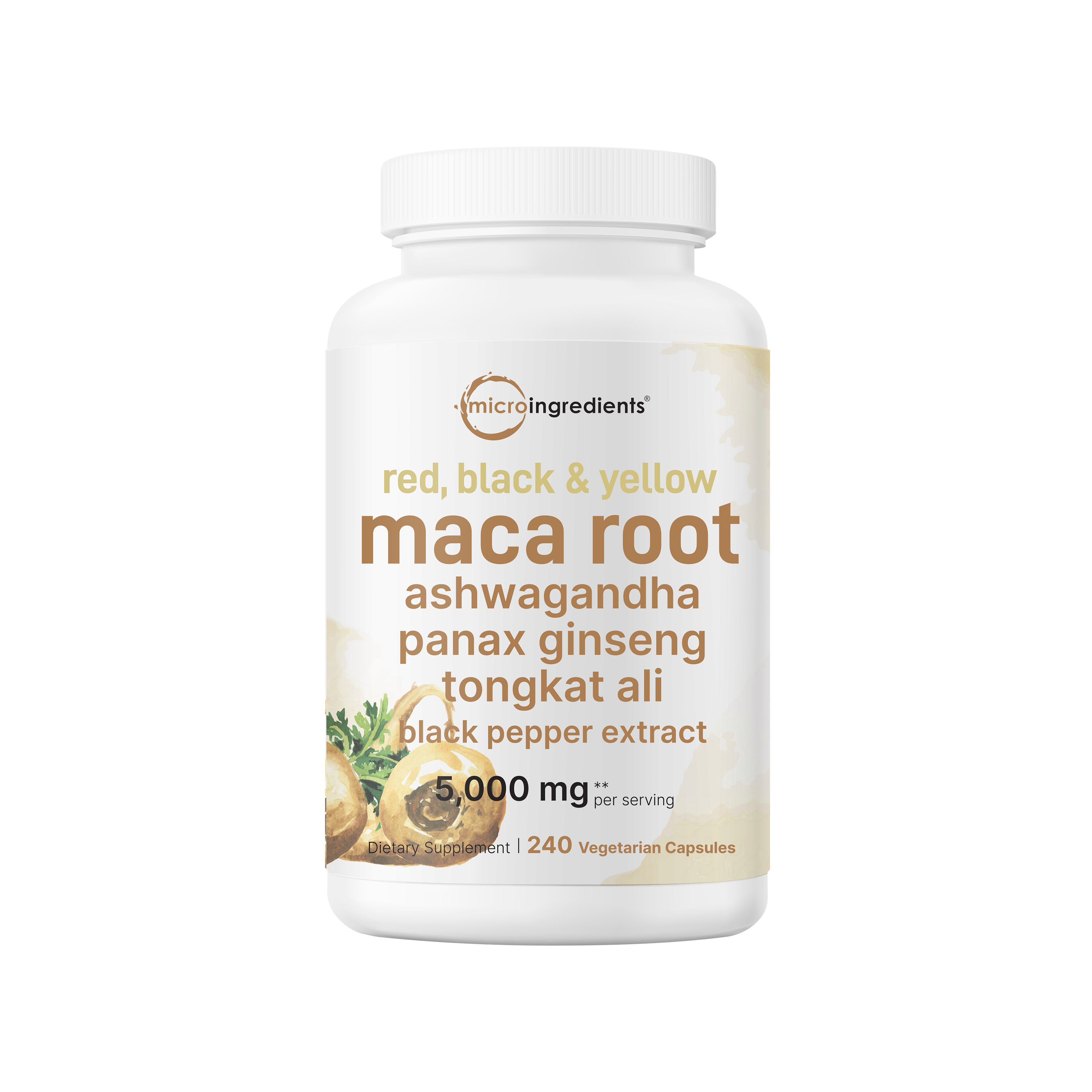 Micro Ingredients Maca Root for Women and Men, 240 Veggie Capsules