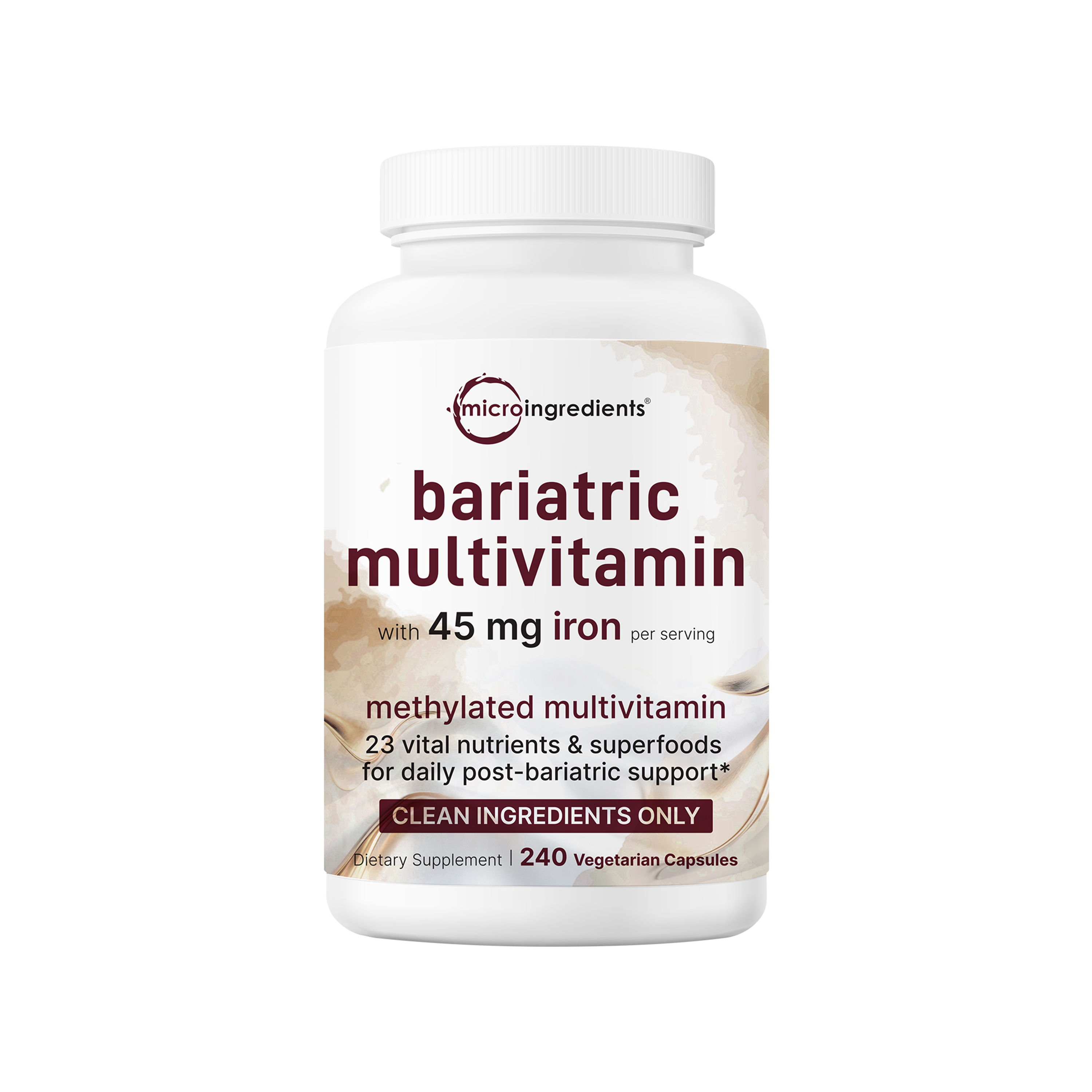 Micro Ingredients Bariatric Multivitamin with 45mg Iron, 240 Veggie Capsules