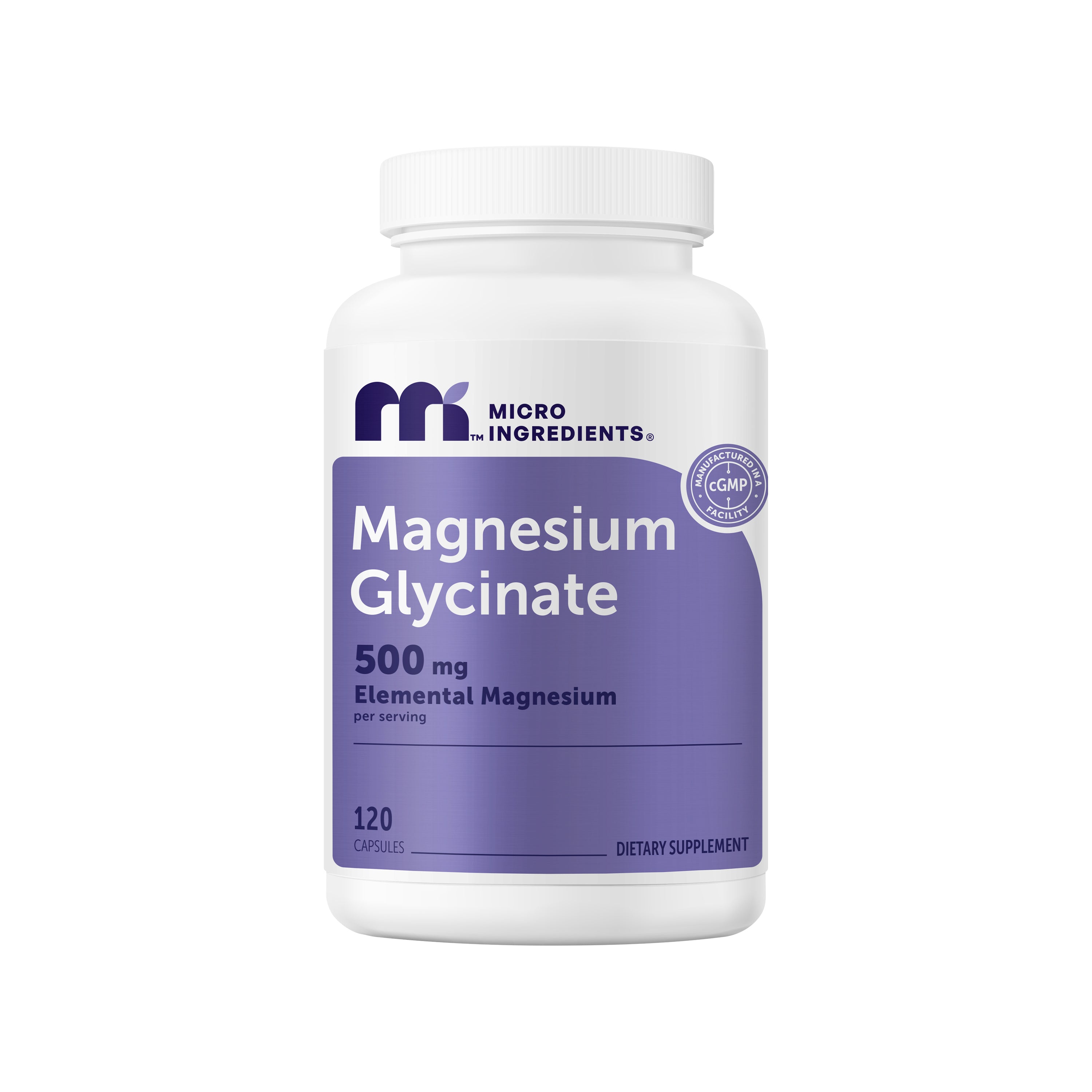 Micro Ingredients Magnesium Glycinate 500 mg Per Serving, 120 Capsules