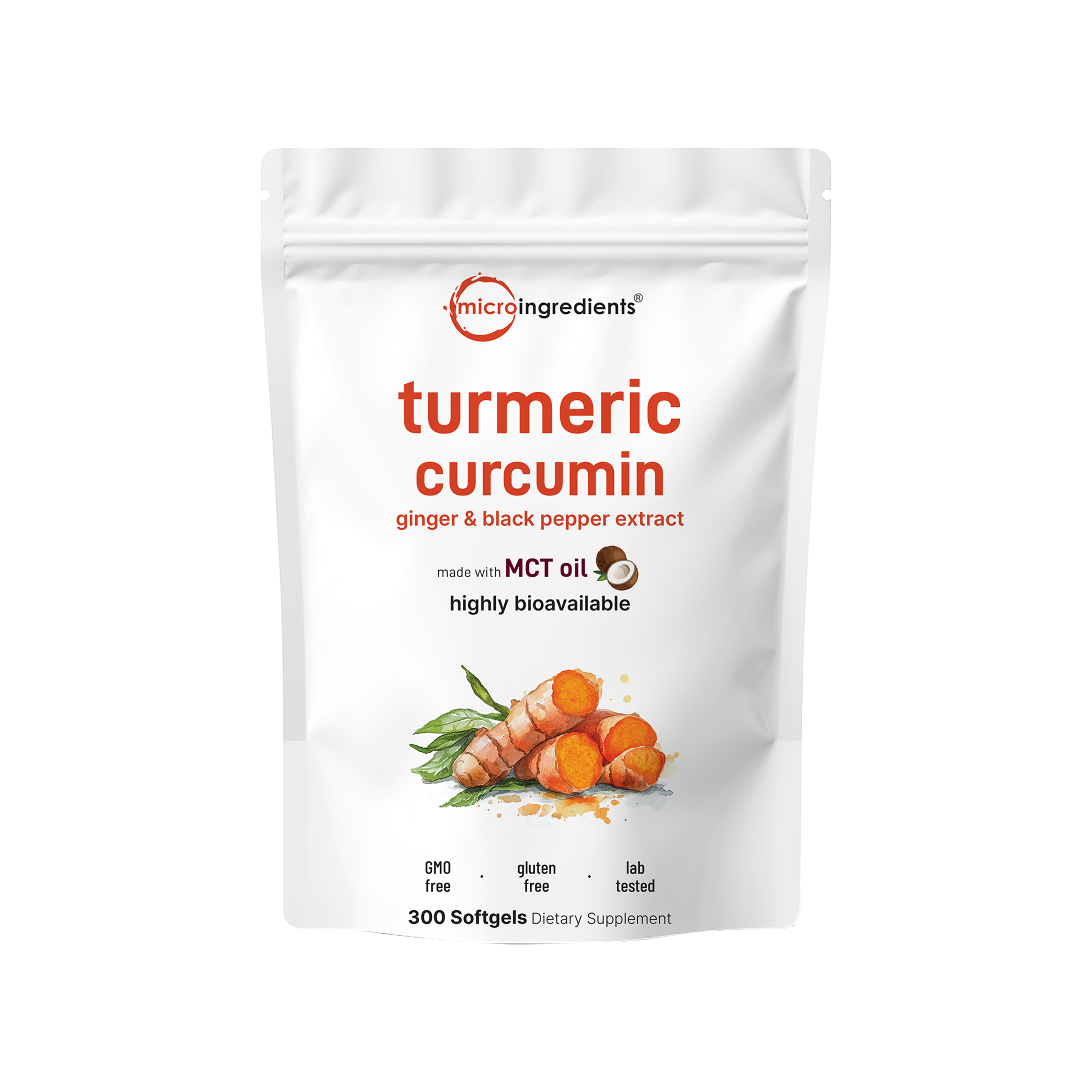 Micro Ingredients Turmeric Curcumin Supplement, 300 Coconut MCT Oil Softgels