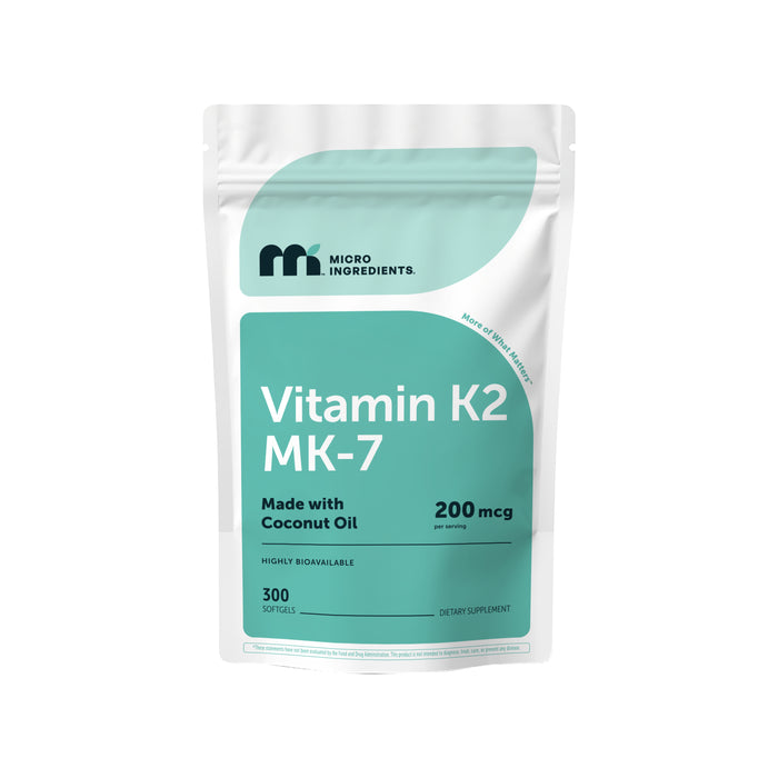 Micro Ingredients Vitamin K2 MK-7 Supplement, 200 mcg Per Serving, 300 Coconut Oil Softgles