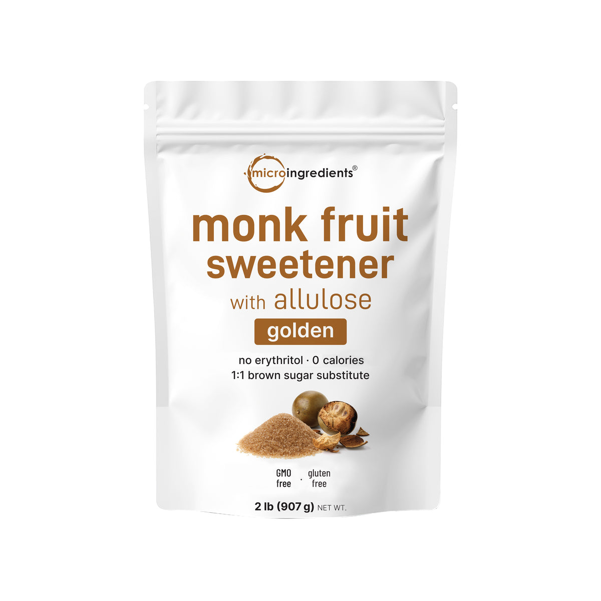 Micro Ingredients Golden Monk Fruit with Allulose Sweetener, 2 Lb
