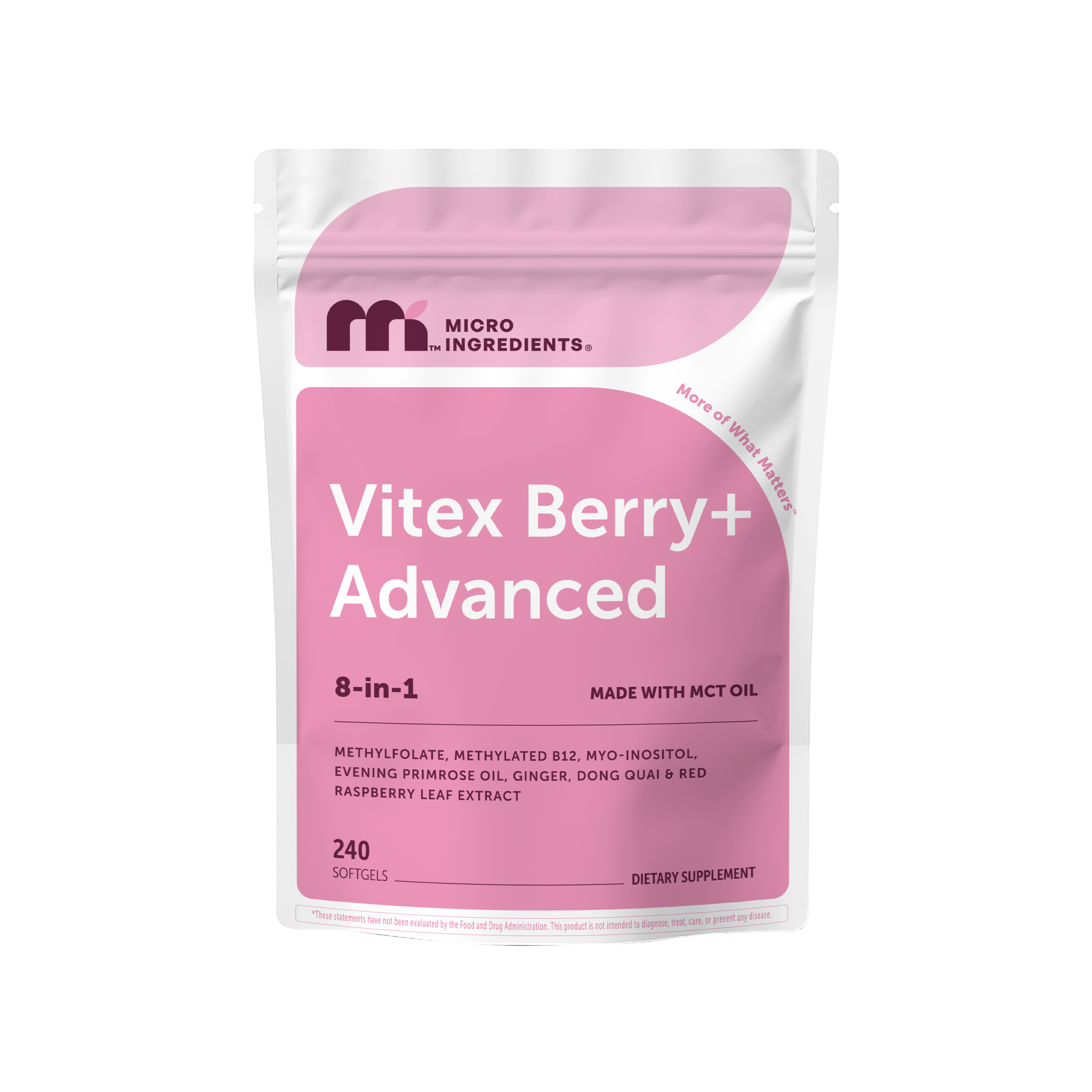 Micro Ingredients Vitex Berry+ Advanced 8-in-1 Complex with MCT Oil, 240 Softgels