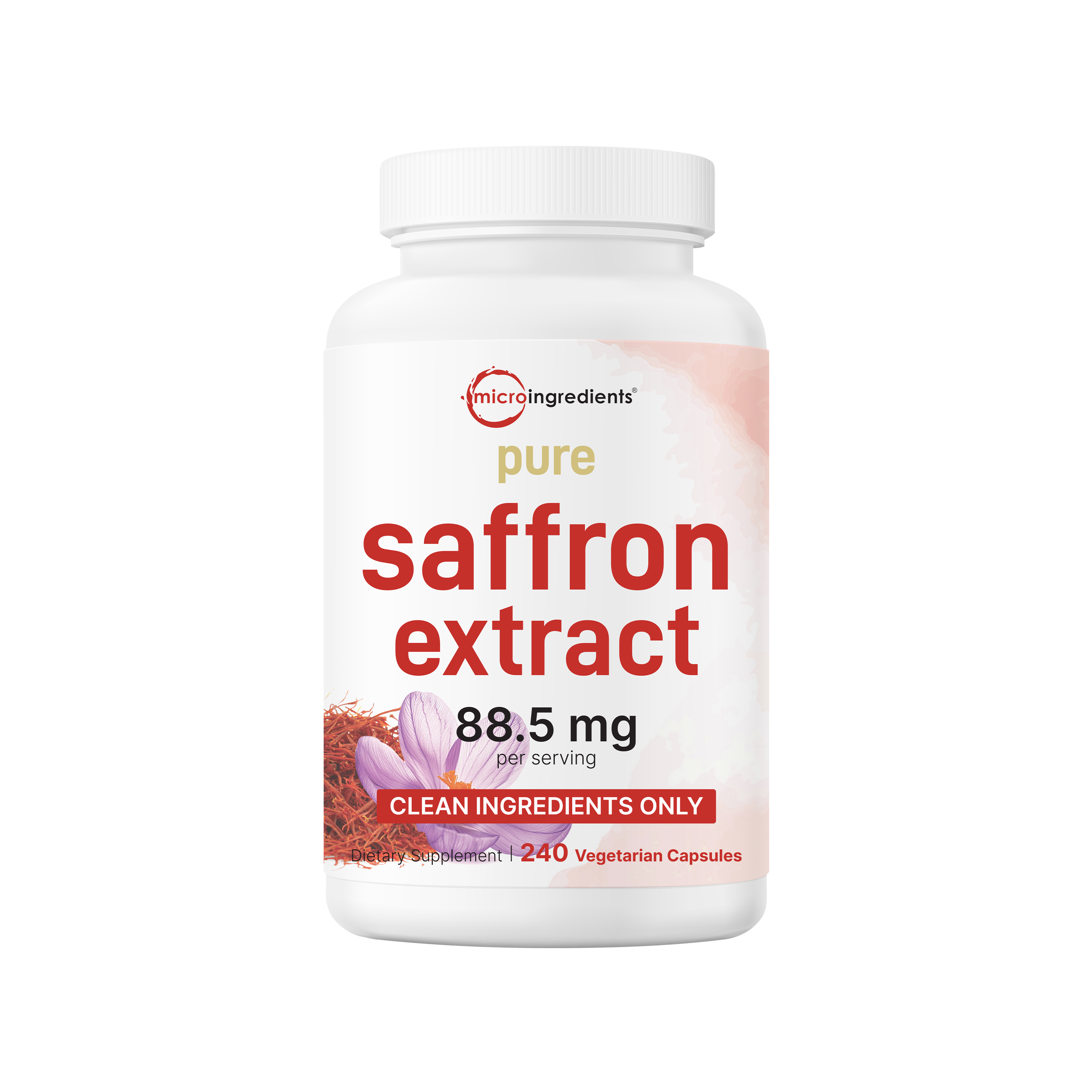 Micro Ingredients Pure Saffron Extract 88.5mg, 240 Veggie Capsules with High Absorption Fat-Soluble Vitamin C