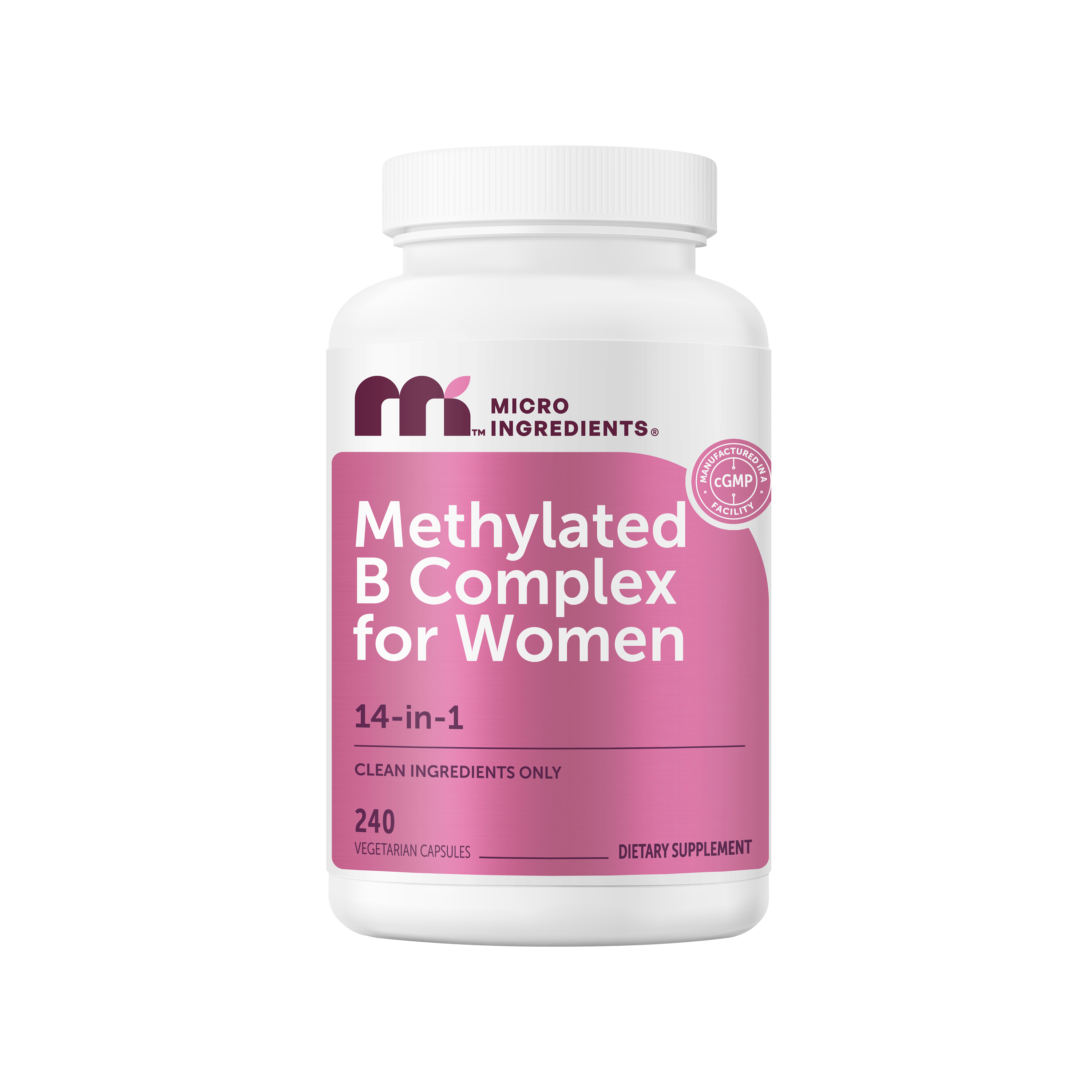 Micro Ingredients Methylated B Complex for Women 14-in-1, 240 Vegetarian Capsules