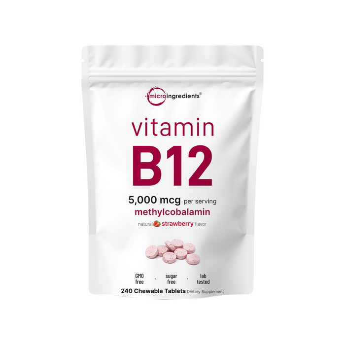 Micro Ingredients Vitamin B12 1,000mcg | Methyl B12 Active Form | 365 Chewable Tablets