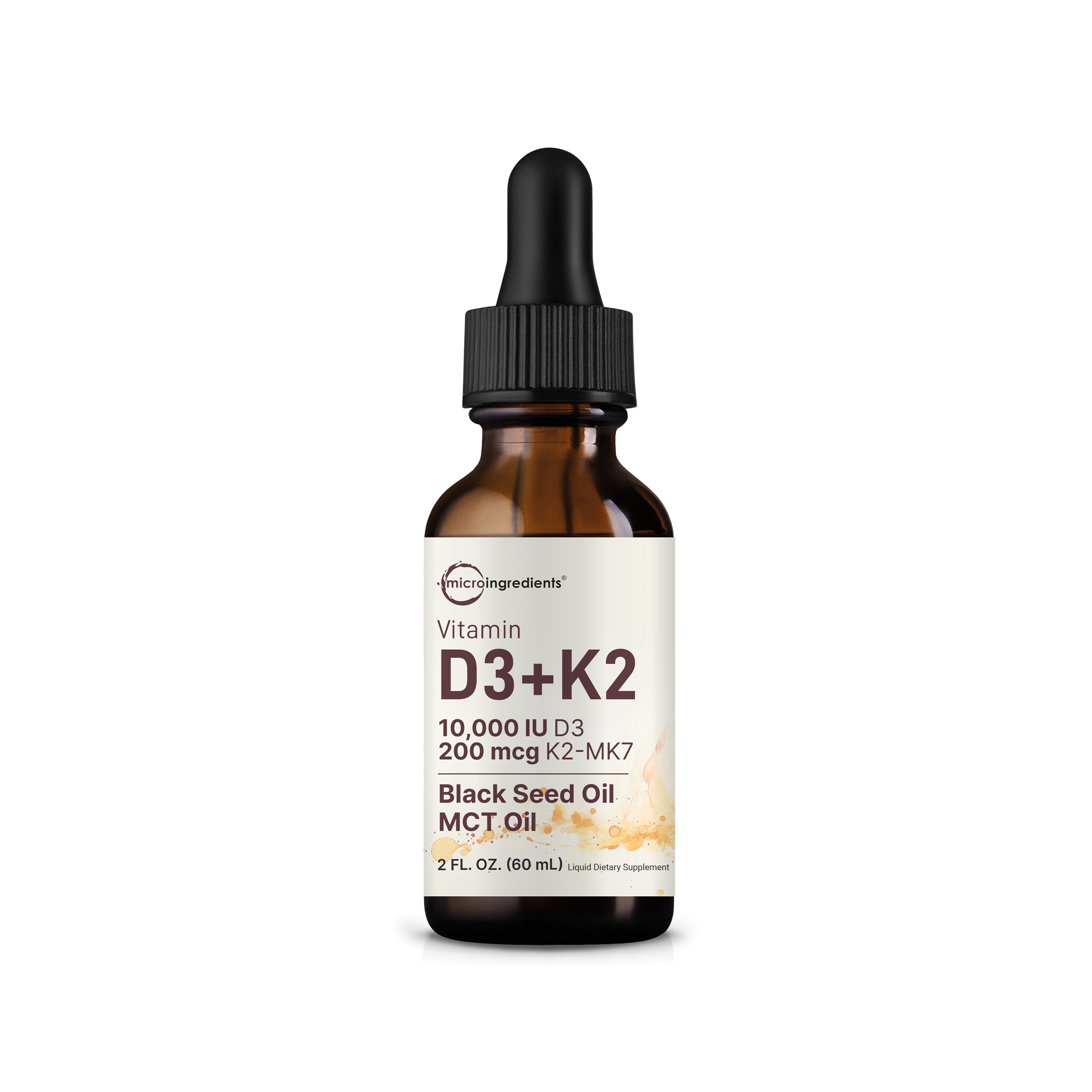 Micro Ingredients Vitamin D3 10000 iu Plus K2 (MK-7) 200 mcg Drops, 2 fl oz – 2 Pack