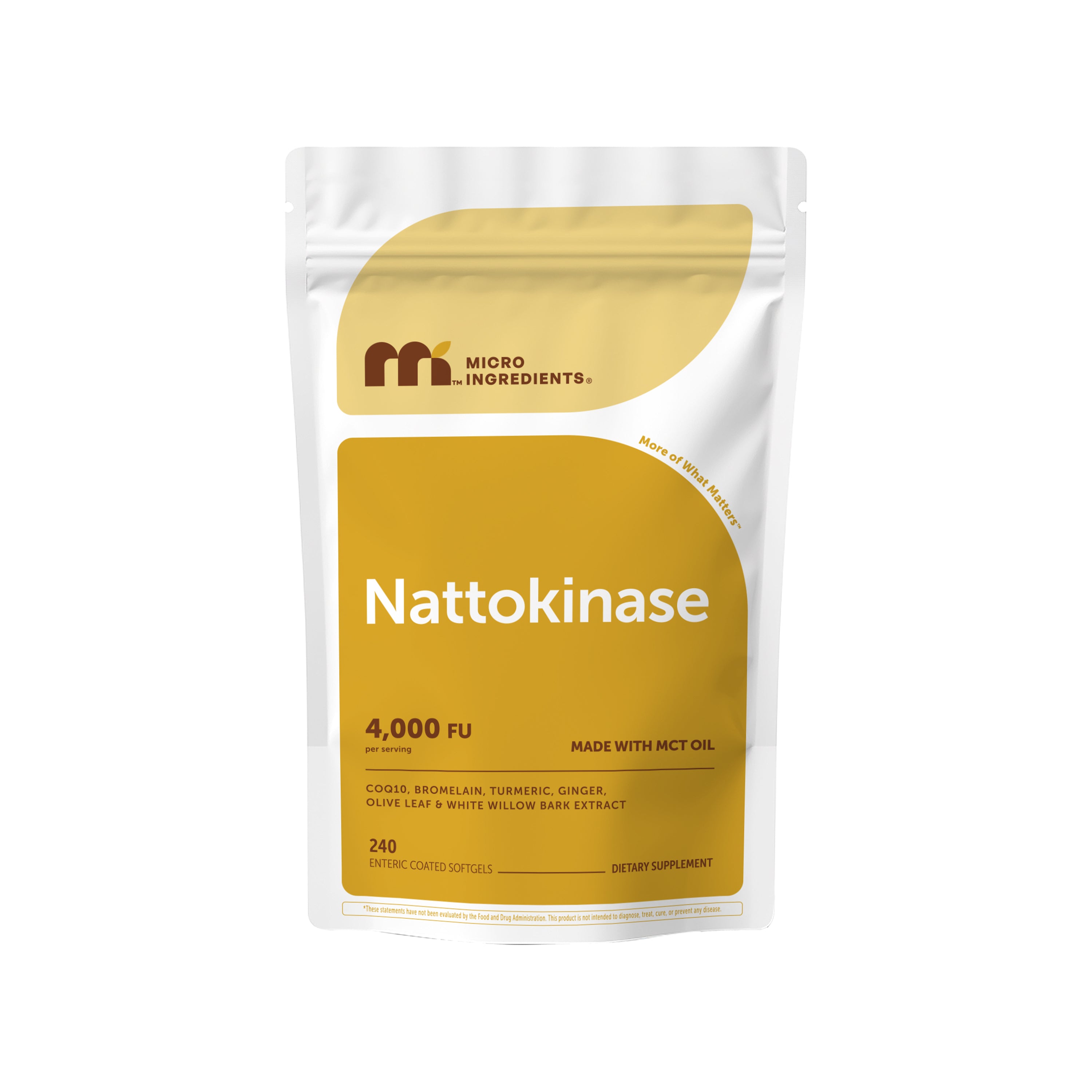 Micro Ingredients Nattokinase 4,000 FU Equivalent, Enteric Coated Softgels with MCT Oil