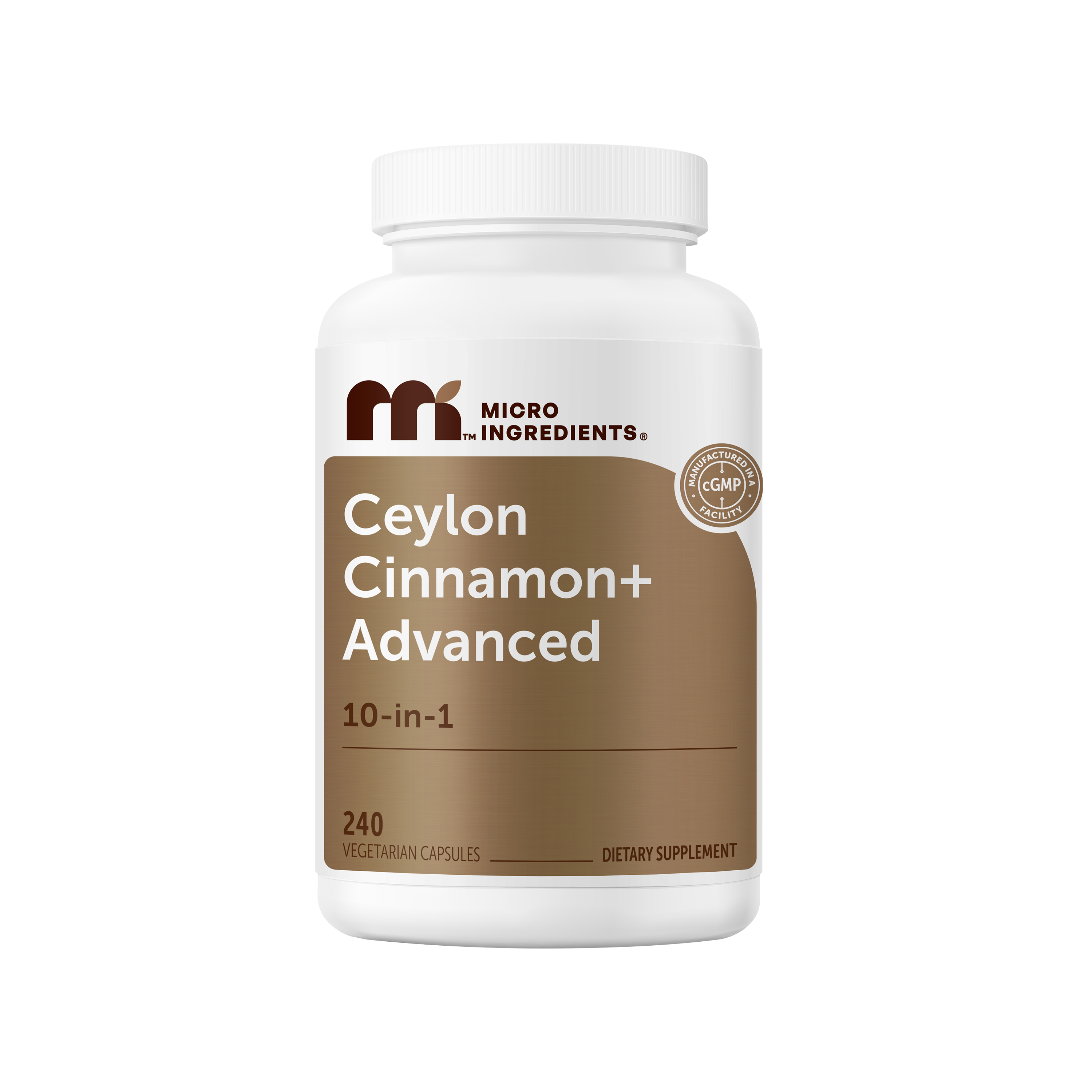 Micro Ingredients Ceylon Cinnamon+ Advanced 10-in-1, 240 Vegetarian Capsules