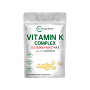Micro Ingredients Vitamin K2 MK-4 + MK-7 & K1 Supplement, 360 Softgles with Coconut Oil