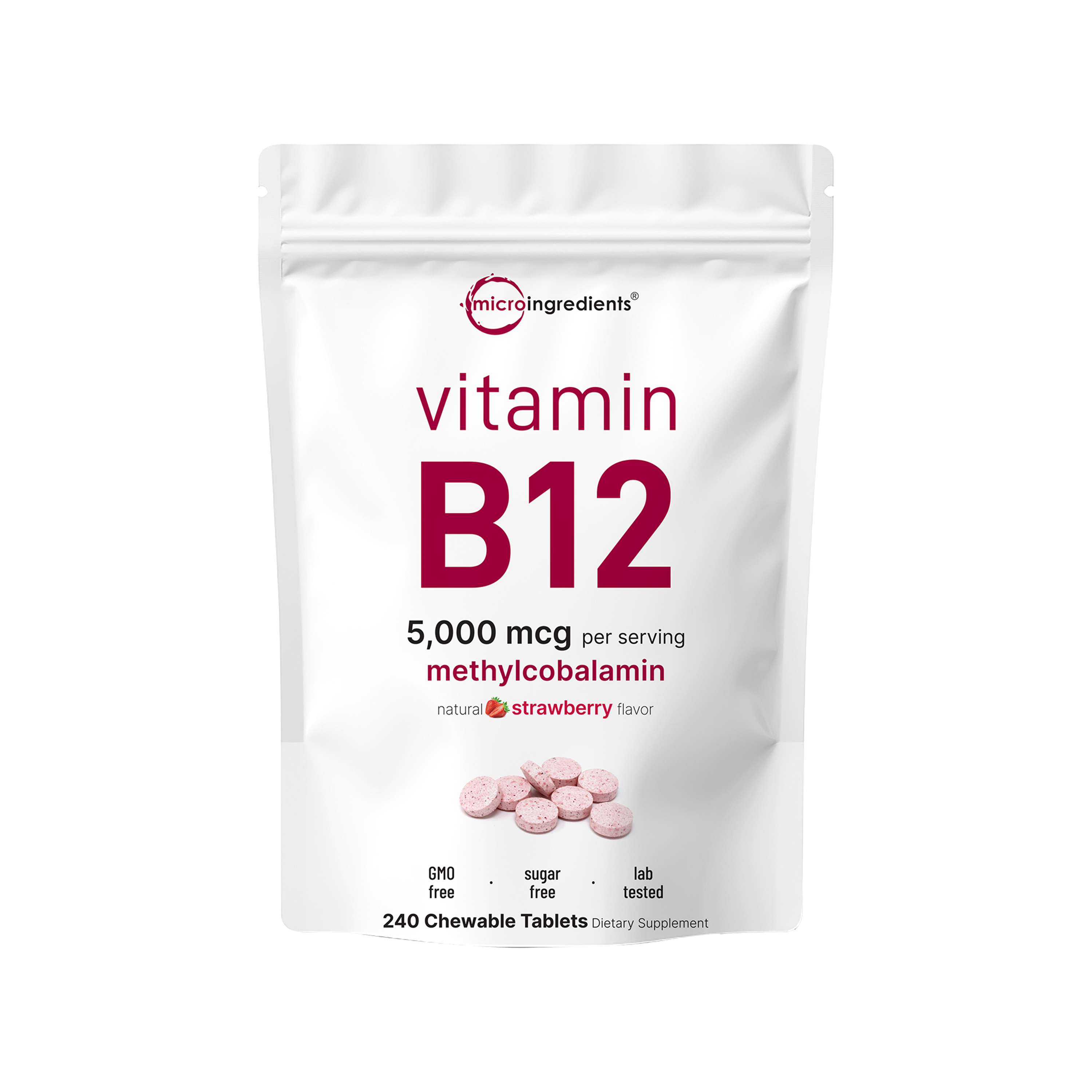 Micro Ingredients Vitamin B12 5000mcg | Methyl B12 Active Form – 240 Chewable Tablets