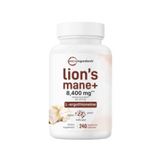 Micro Ingredients Lions Mane with L-Ergothioneine | 240 Vegan Capsules, 8,400 mg Herbal Equivalent,  Ultra Strength Lions Mane Supplement