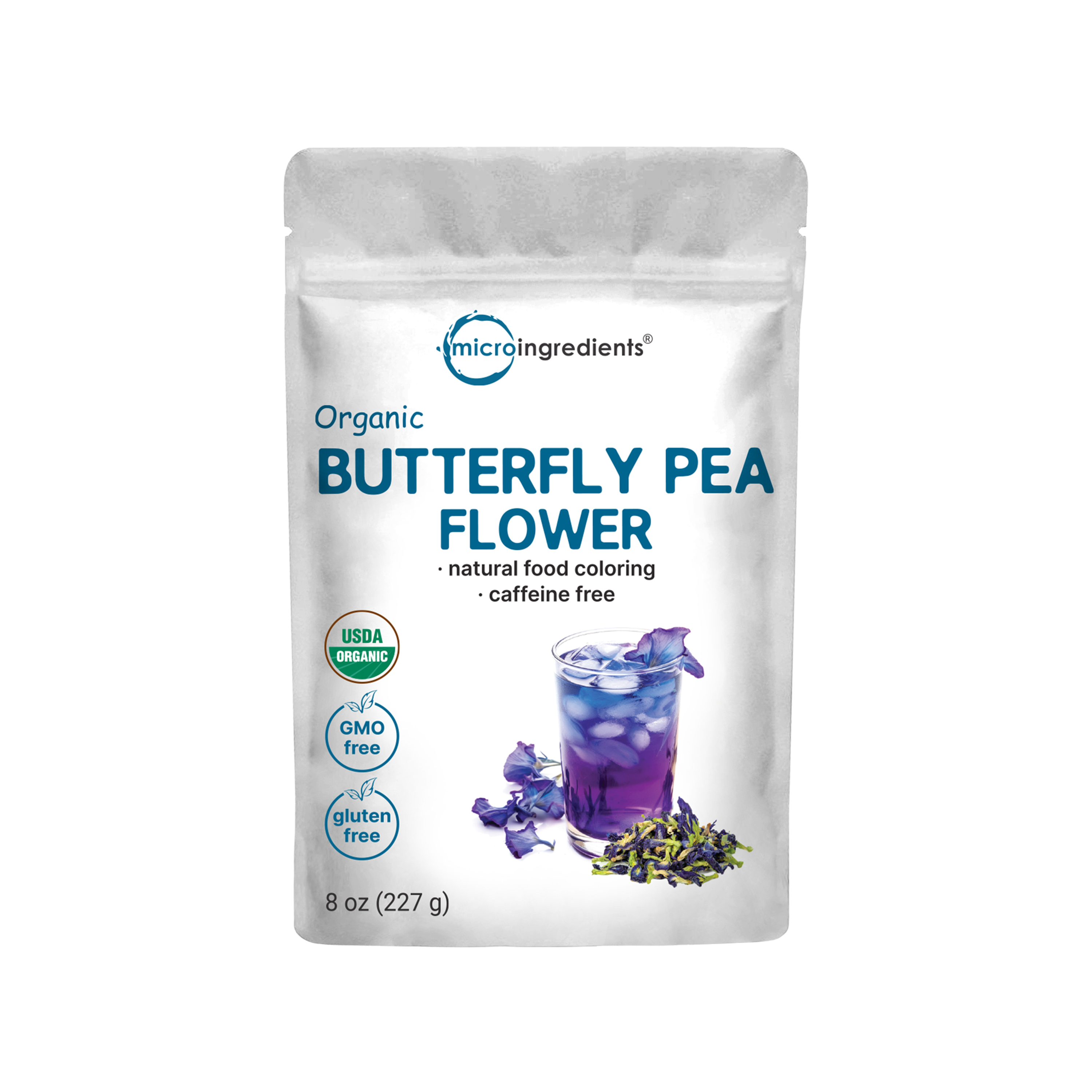 Micro Ingredients Organic Butterfly Pea Flowers, 8oz