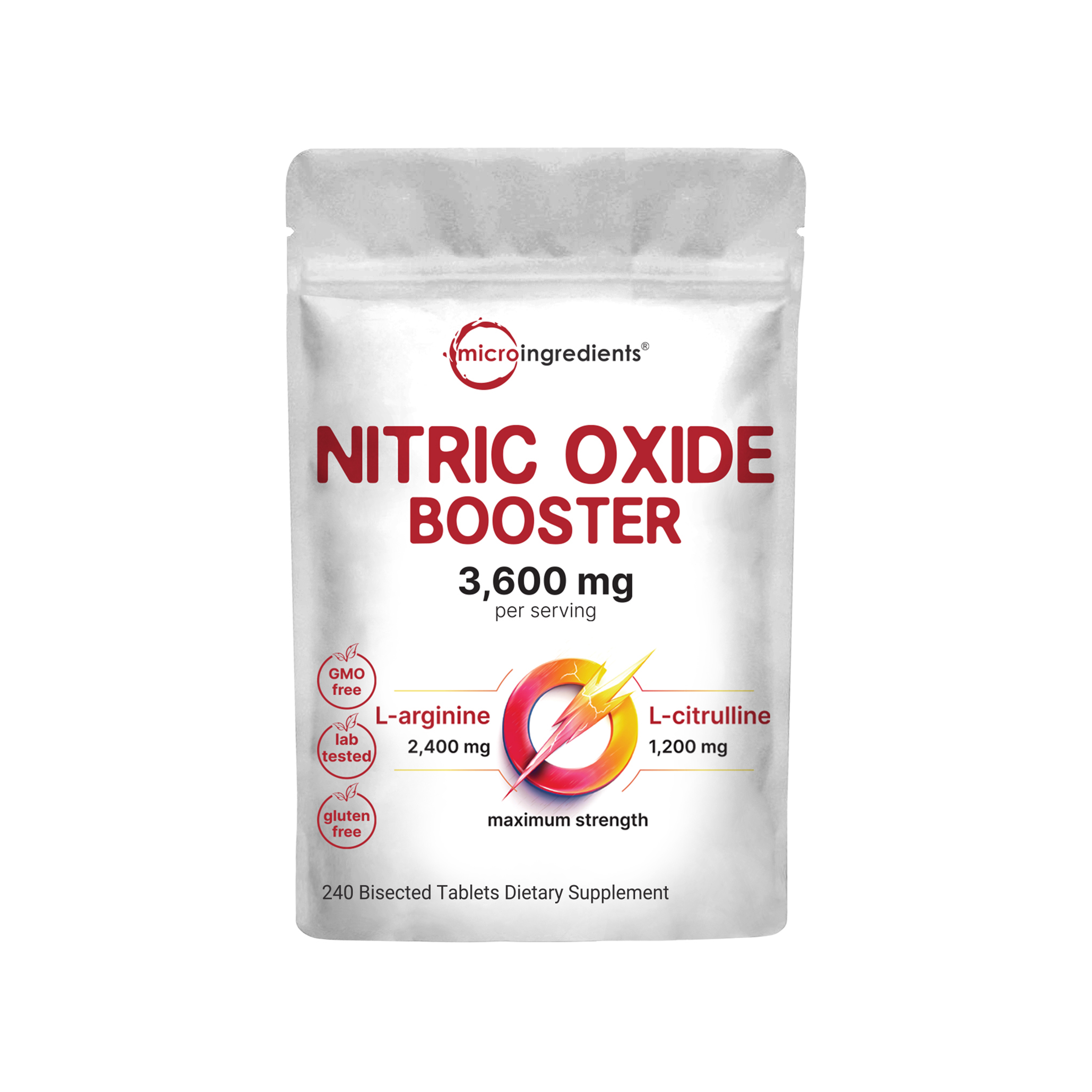 Micro Ingredients Nitric Oxide Booster 3,600mg Per Serving, 240 Bisected Tablets