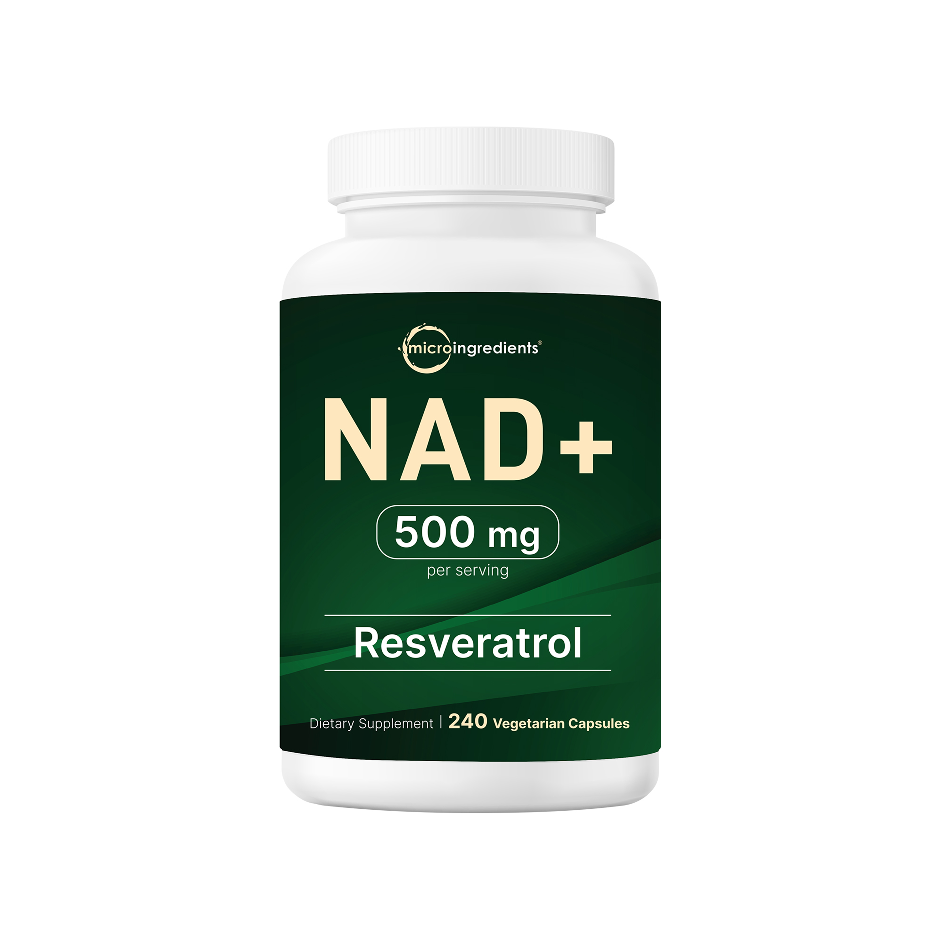 Micro Ingredients NAD+ Supplement 500mg with Resveratrol, 240 Veggie Capsules
