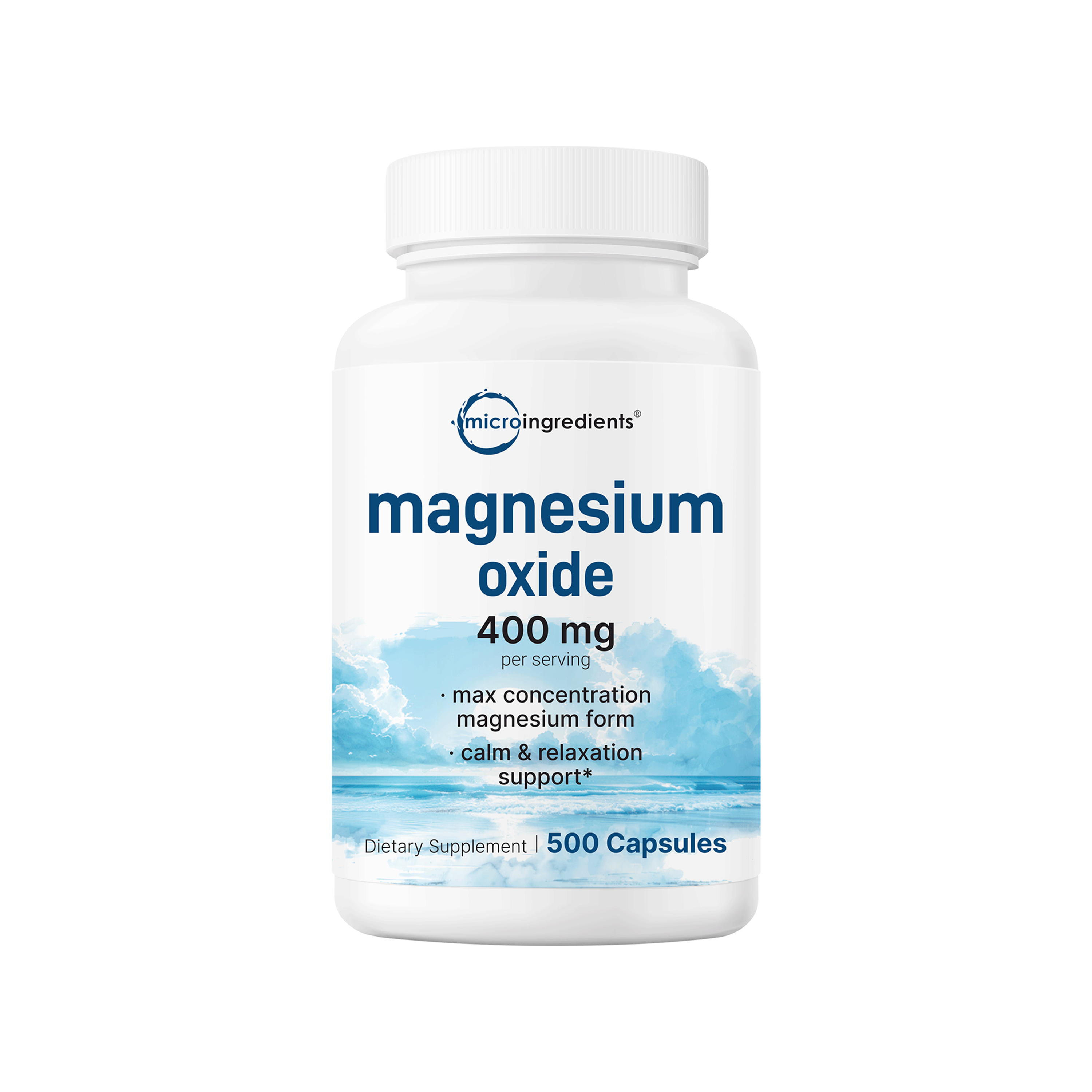 Micro Ingredients Magnesium Oxide 400mg, 500 Capsules