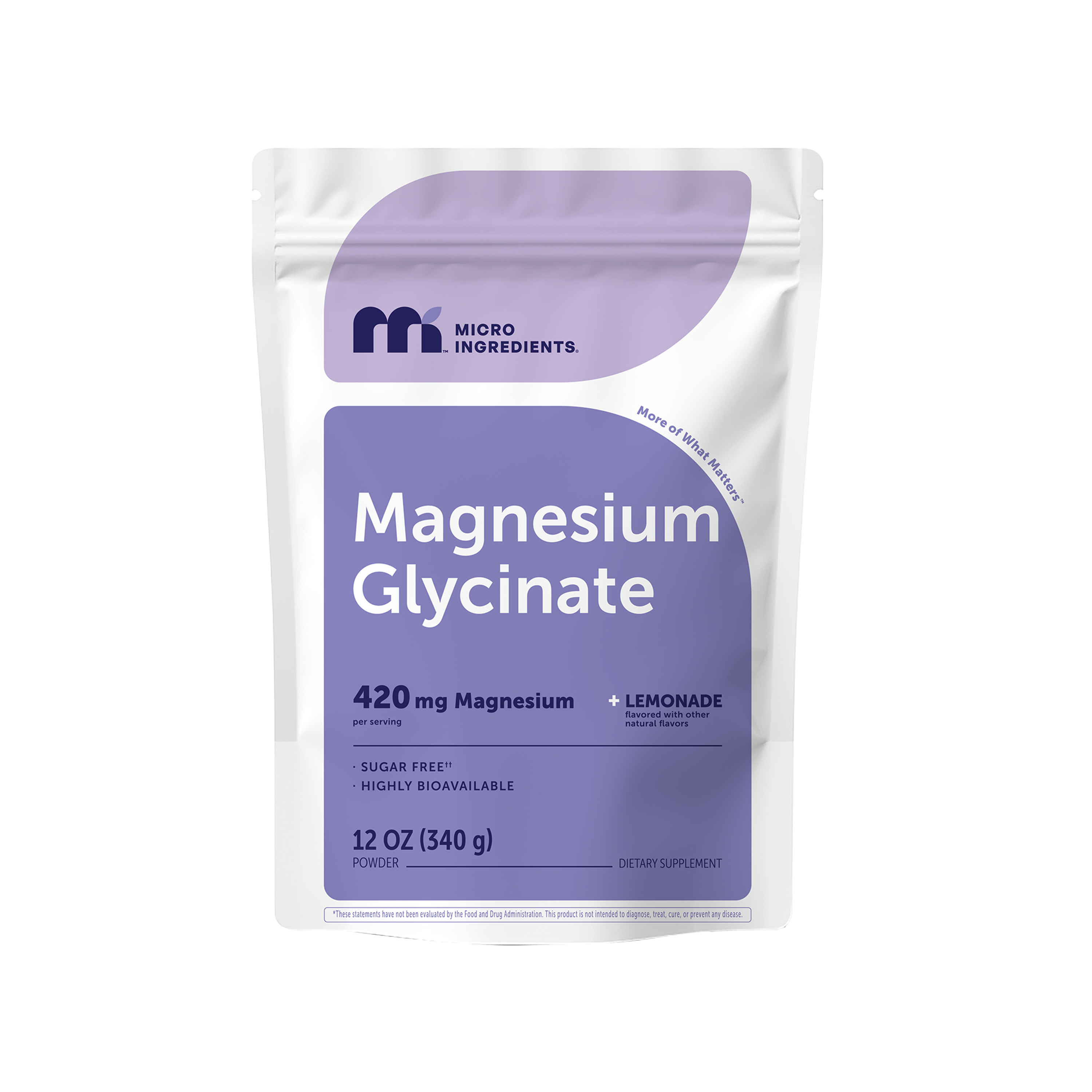 Micro Ingredients Magnesium Glycinate Powder Lemon Flavor 12oz