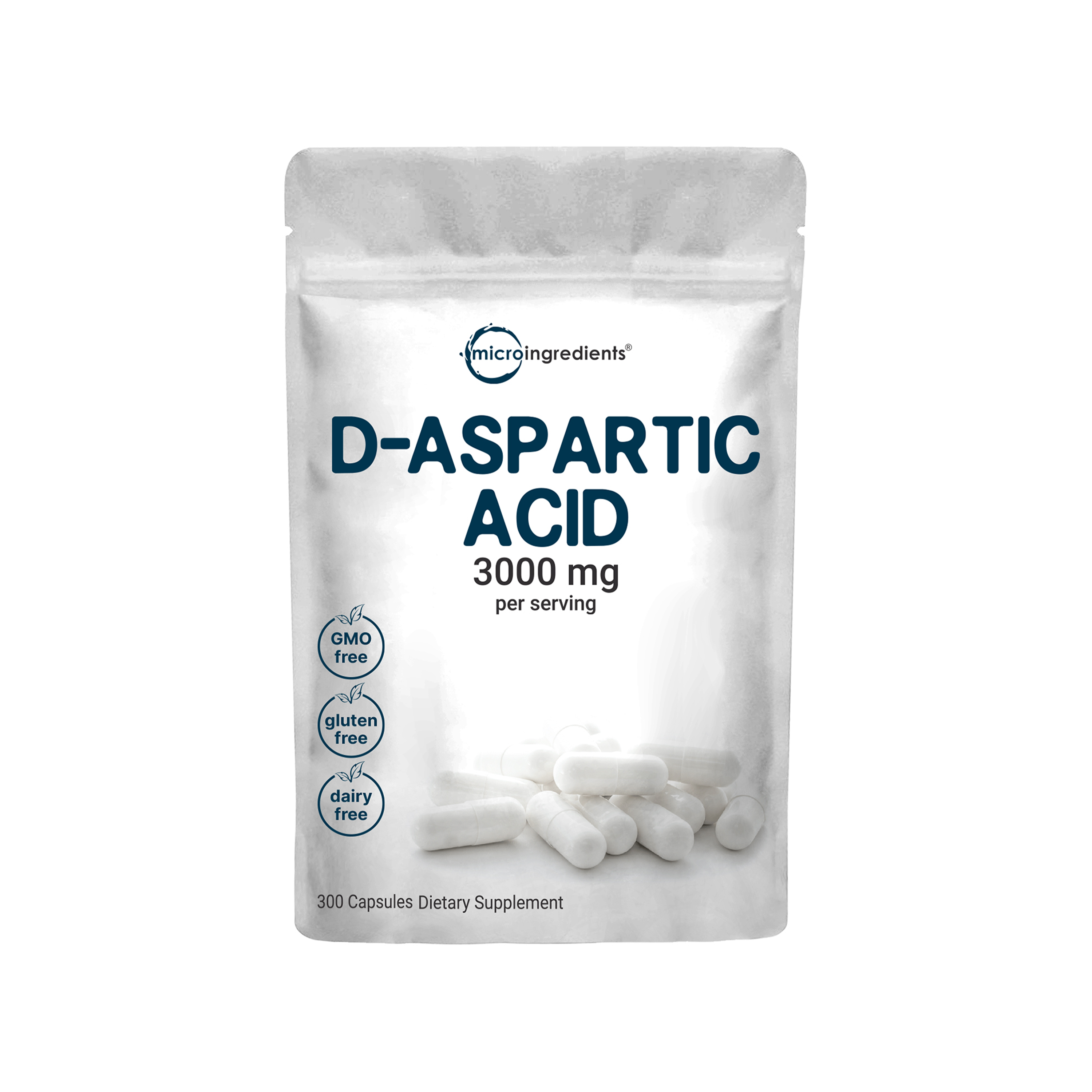 Micro Ingredients D-Aspartic Acid DAA Capsules, 300 counts