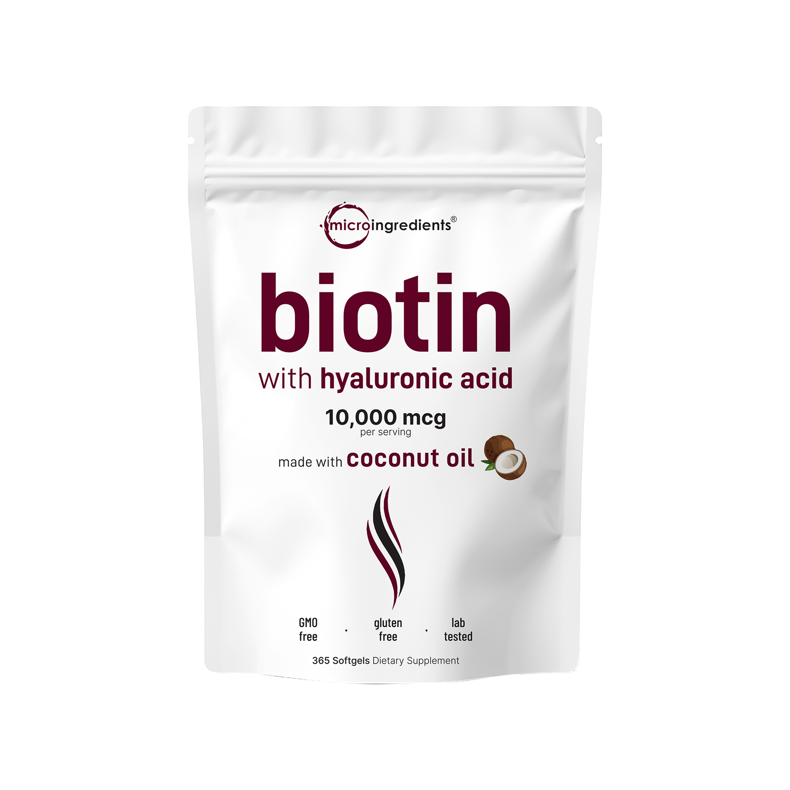 Micro Ingredients Biotin with Hyaluronic Acid Softgel, 365 counts